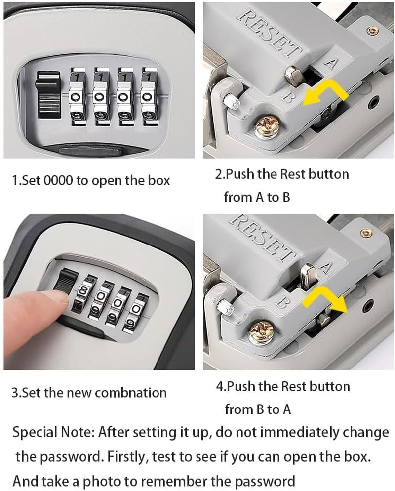 Bokmaton 4-Digit Combination Lock Box, Waterproof & Portable Key Safe with Removable Chain, Wall Mountable Outdoor Key Box for Home, Vacation Rental - 1 Pack image number 4