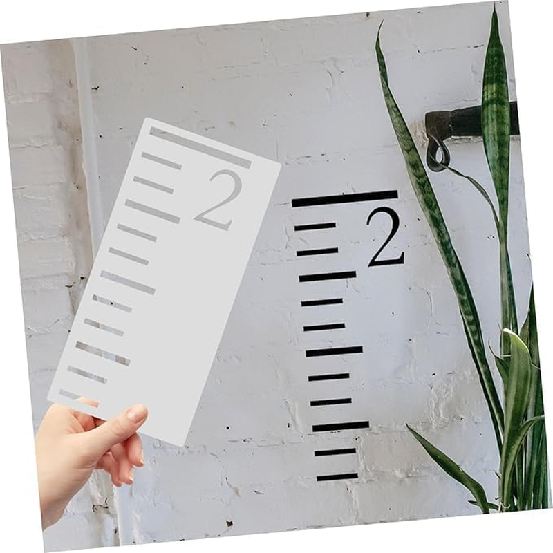 7 Feet Growth Chart Stencil,12 X 6 Inch,7 Pcs Kids Height Growth Chart Reusable Ruler Template for Painting on Wood Wall Paper with Art Brush/Ruler/Storage Bag,