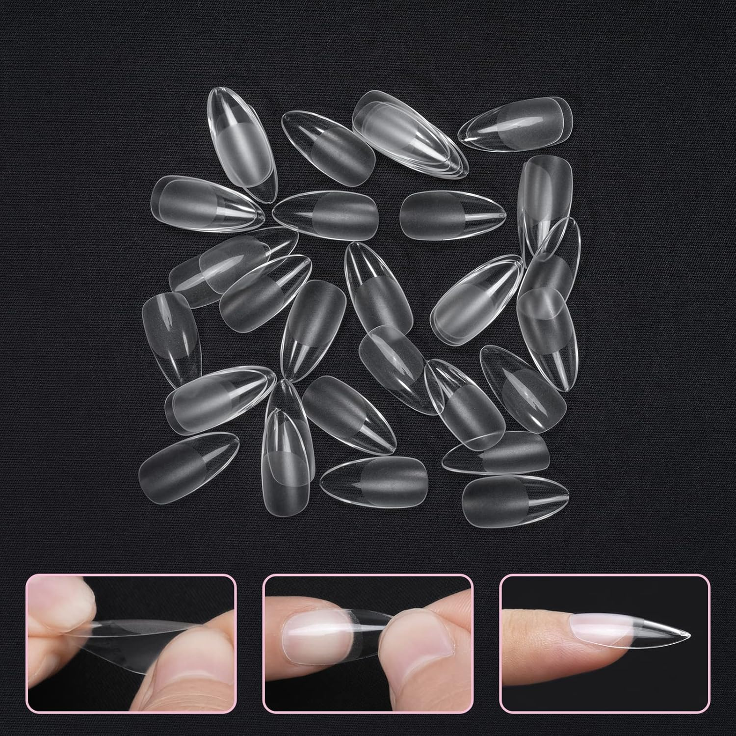 Nail Tips, 500 Pieces False Nail Acrylic Artificial Nail Tips with Storage Case for Nail Salons and DIY Nail Art at Home 10 Sizes (Almond Shape) image number 5