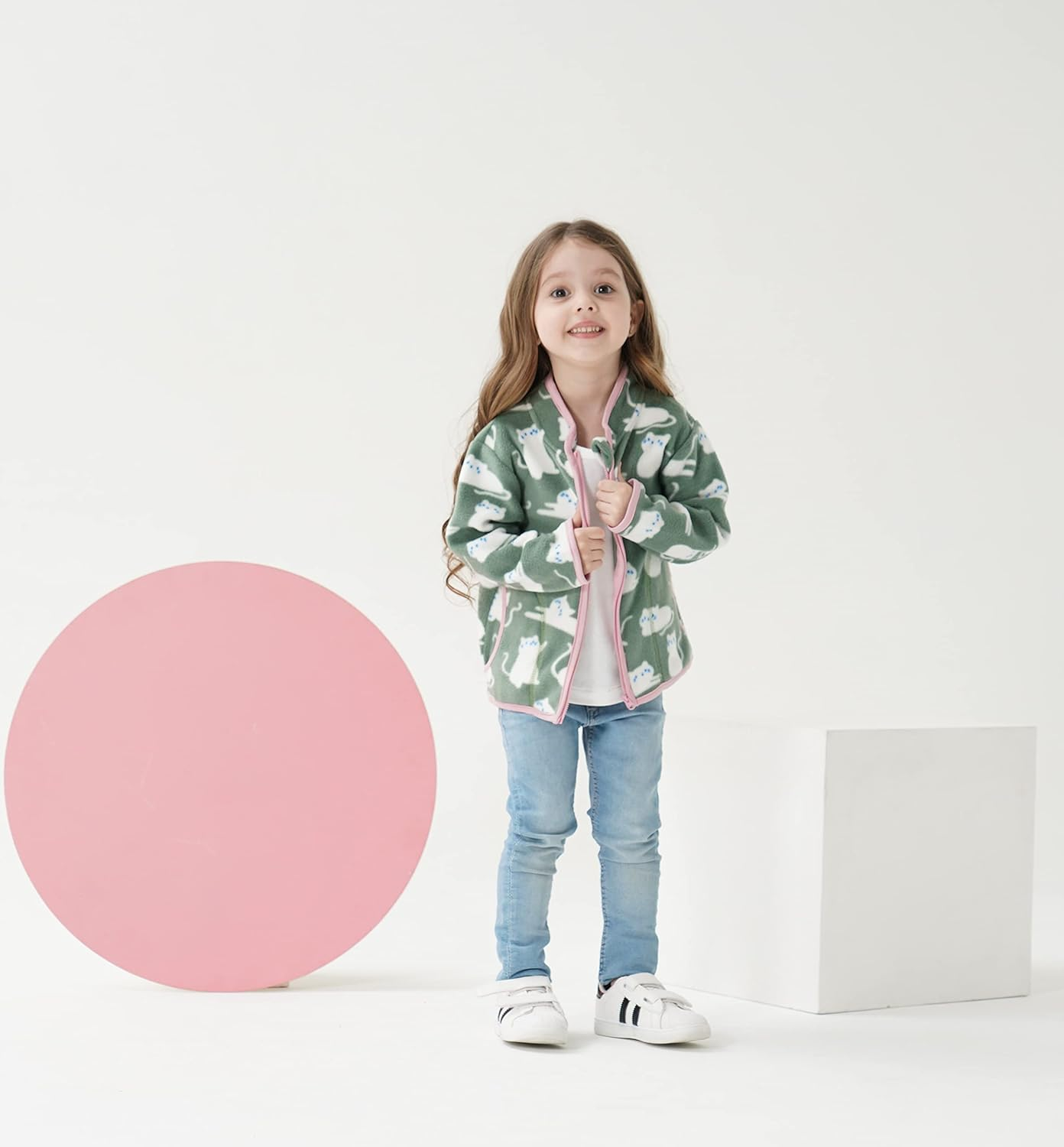 Beivslley Toddler Baby Boy Girls Polar Fleece Jacket Coats Kids Warm Full-Zip Outerwear for Spring Autumn Winter image number 3