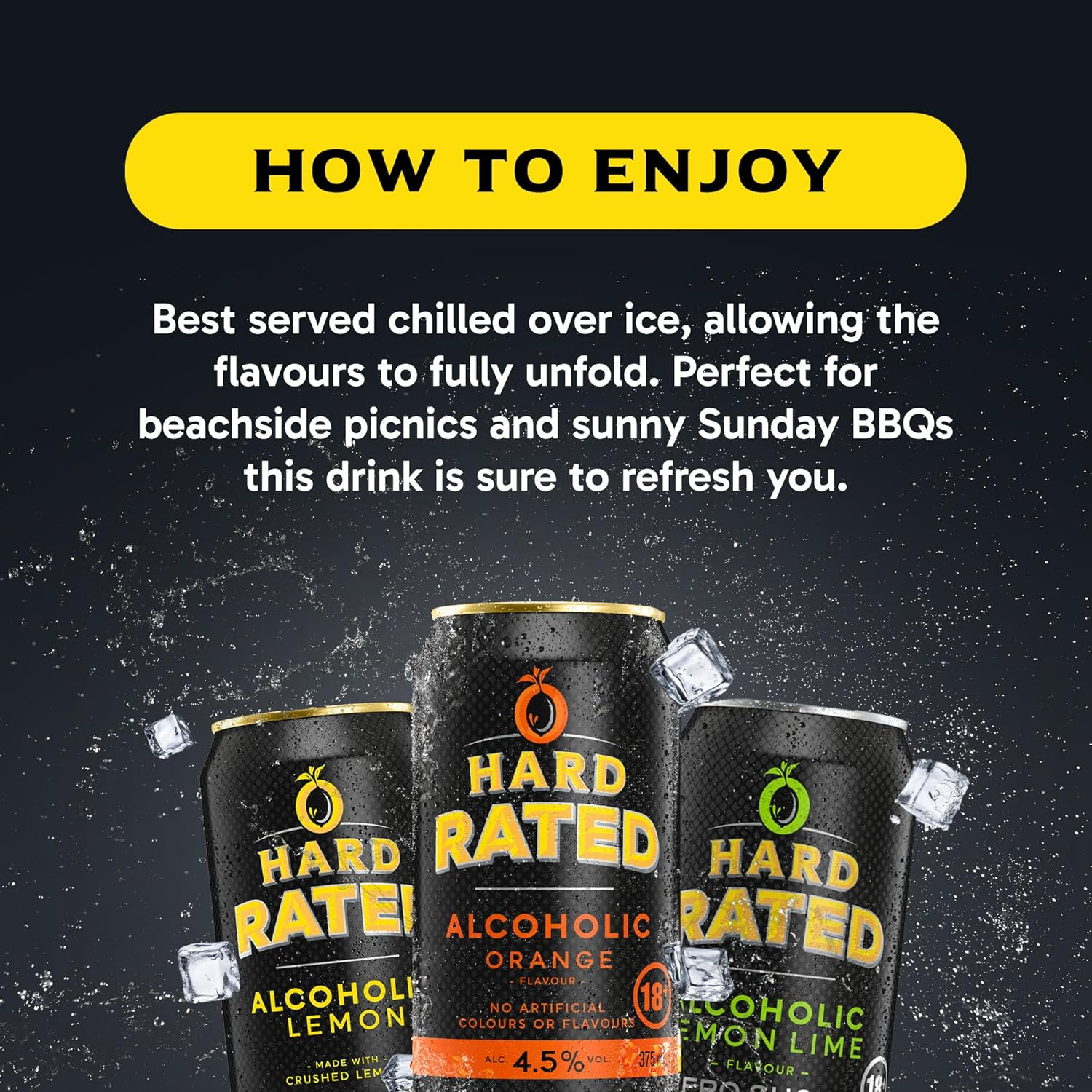 Hard Rated, Orange Flavour, Refreshing Premix Drink, 4.5% ABV, 375Ml (Case of 30 Cans) image number 1