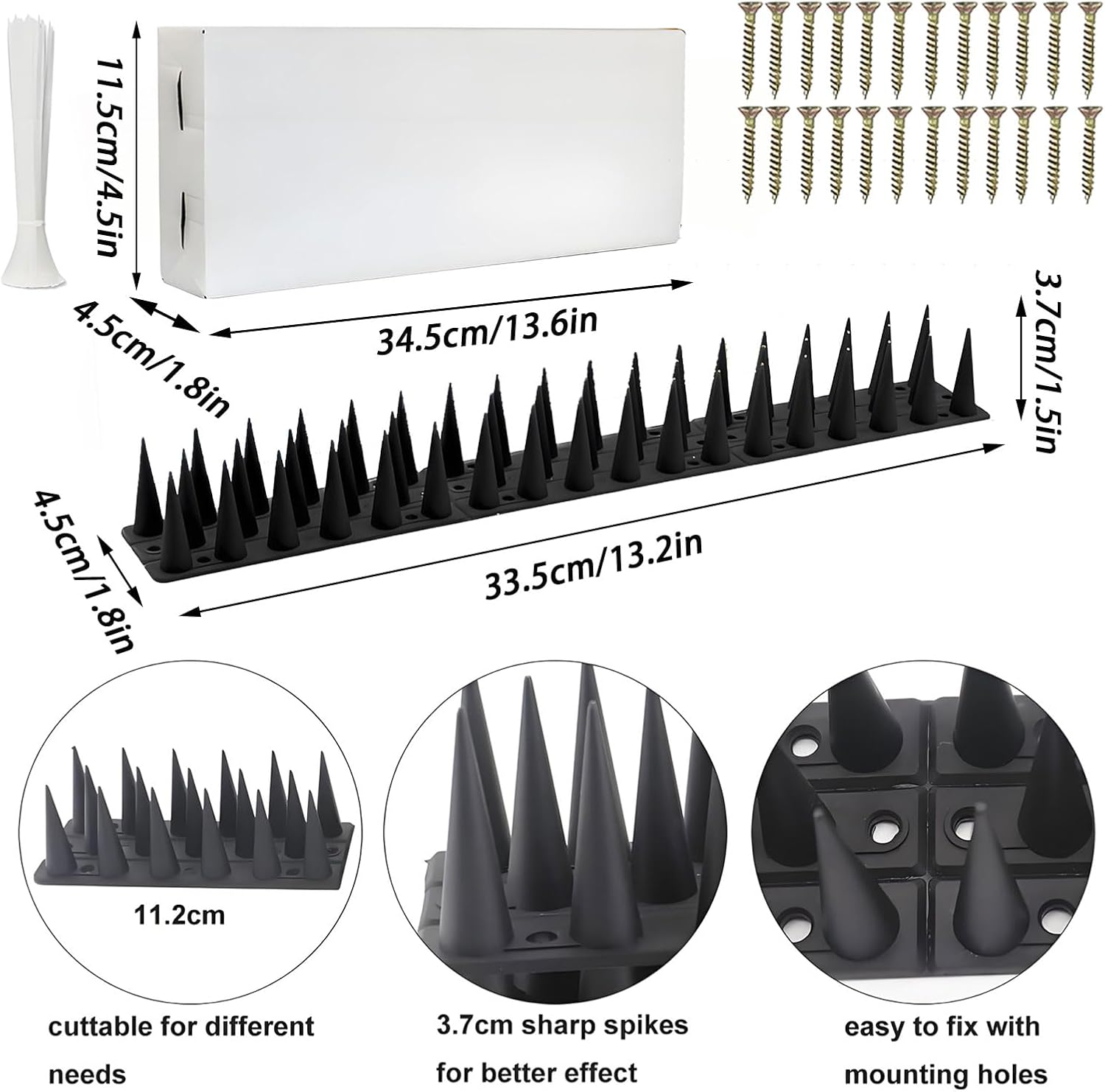 12 Pack Bird Spikes,Outdoor Pigeon Spikes,Plastic Animal Repellent Spikes for Cats,Anti Bird Defender Spikes Outdoor for outside to Keep Birds Away Pigeon Crow Squirrel Raccoon Cat Animal image number 4