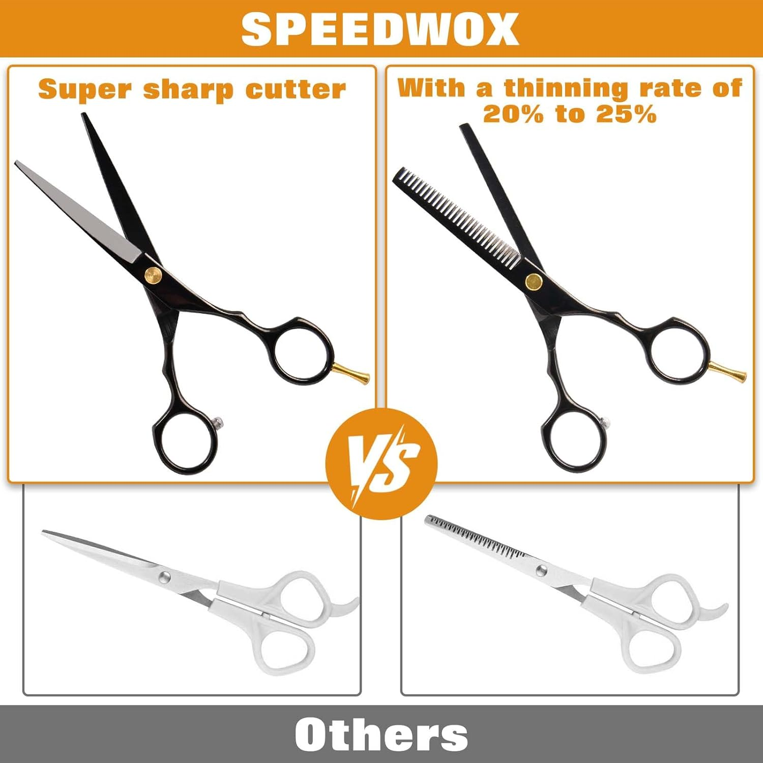 Speedwox - Scissors for Haircut 2. Pearl Scissors and Scissors Belong to a Hair Scissors with Dense Haircut, a Hair Scissors and a Pleated Curl Made of Stainless Steel. 4CR13 image number 3