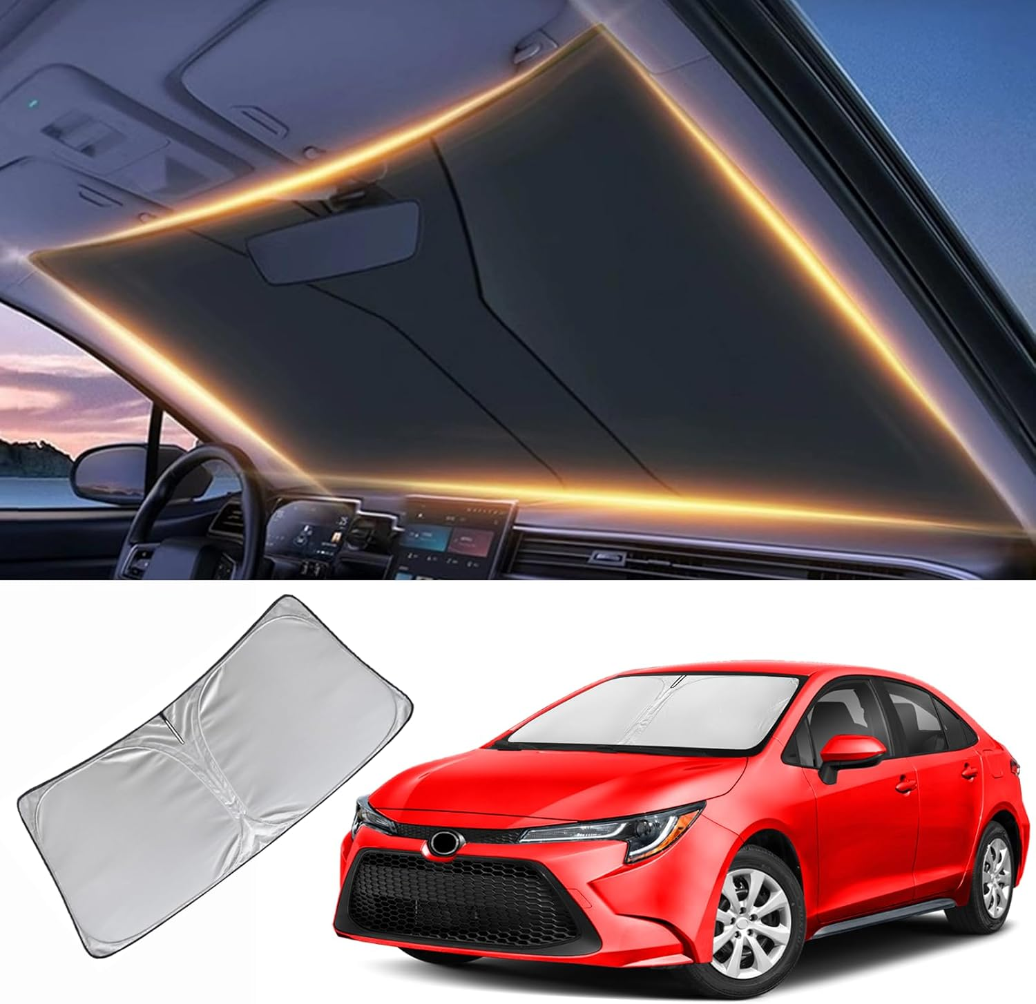 Windshield Sun Shade for Toyota RAV4 Front Window Shades Cover for 2010-2024 Windshield Sun Visor Protector Car Accessories image number 2