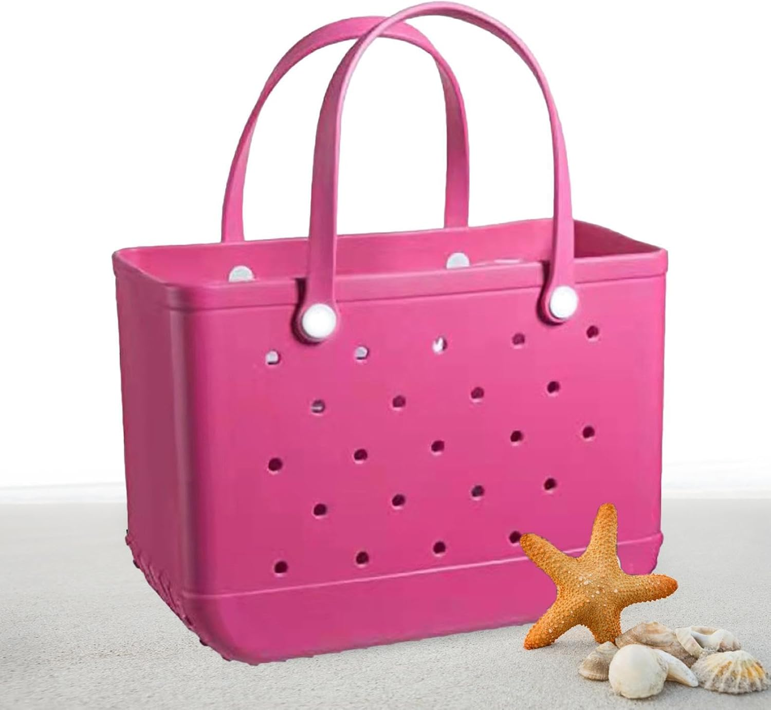 Women Outdoor Rubber Tote Bag,Sports Washable Rubber Tote Bag with Holes | Women'S Portable Travel for Beach Sports Swimming Pool - Blue image number 6