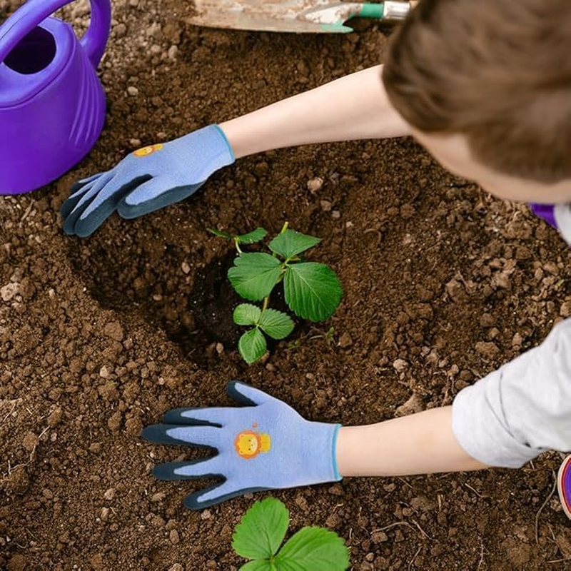 Fokmuaex 3 Pcs Kids Gardening Gloves for Boys & Girls Age 3-9, Toddler Safety Work Gloves, Comfortable Children'S Garden Gloves for Outdoor Planting Play image number 5