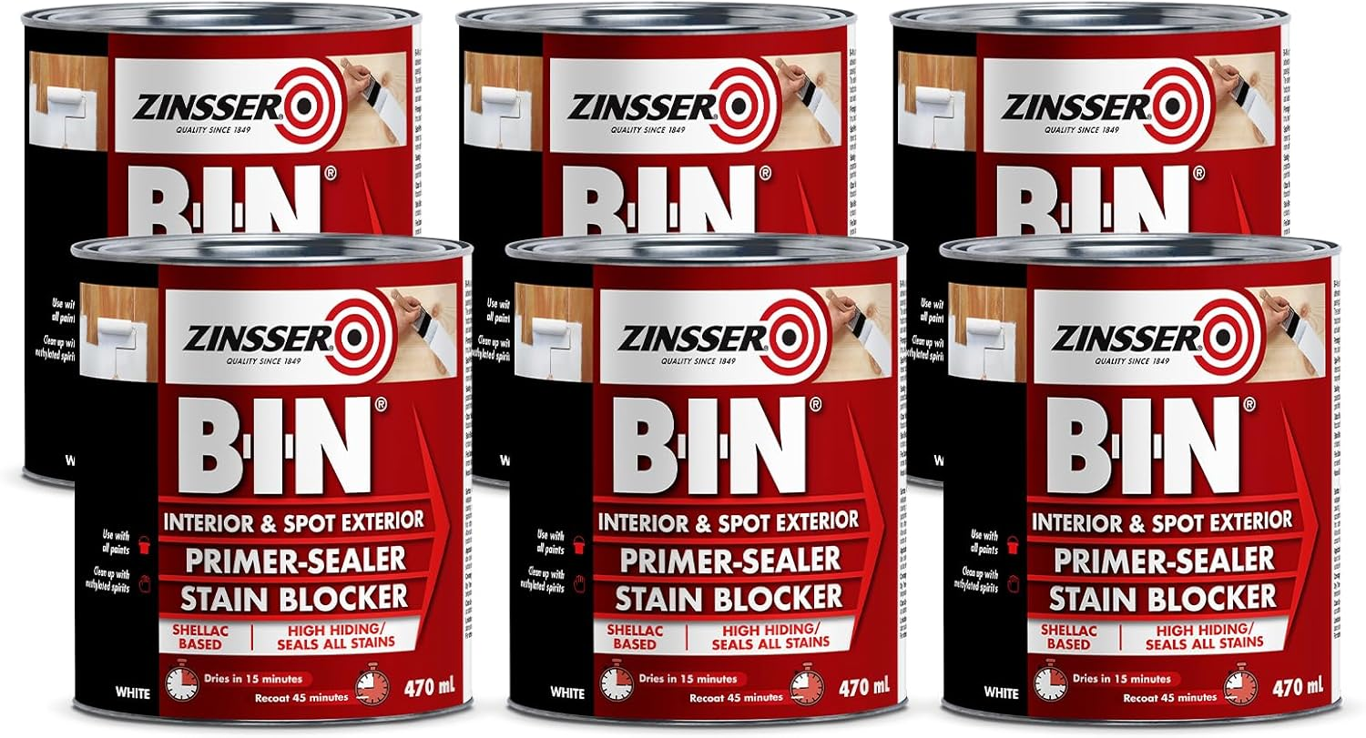 Zinsser B-I-N Shellac-Based Primer Spray White 369G - Interior/Spot Exterior Primer-Sealer & Stain Blocker, Fast-Drying, Odour-Sealing for Drywall, Tile, PVC, & More - Adheres without Sanding image number 5