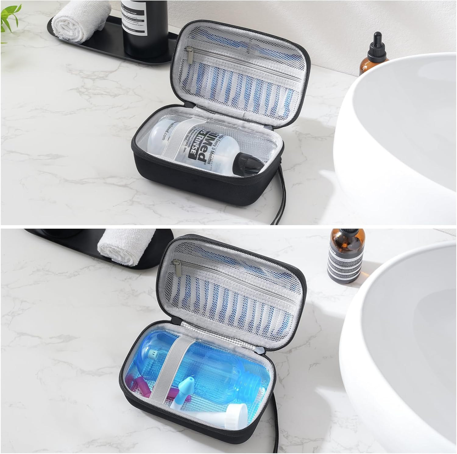 Procase Hard Travel Case for Neilmed Sinus Rinse Packets, Carrying Bag for Maoever Neti Pot Nasal Rinse, Portable Case for Sinus Rinse Bottle and Nasal Wash Salt Packets or Nose Cleaner Kit -Black