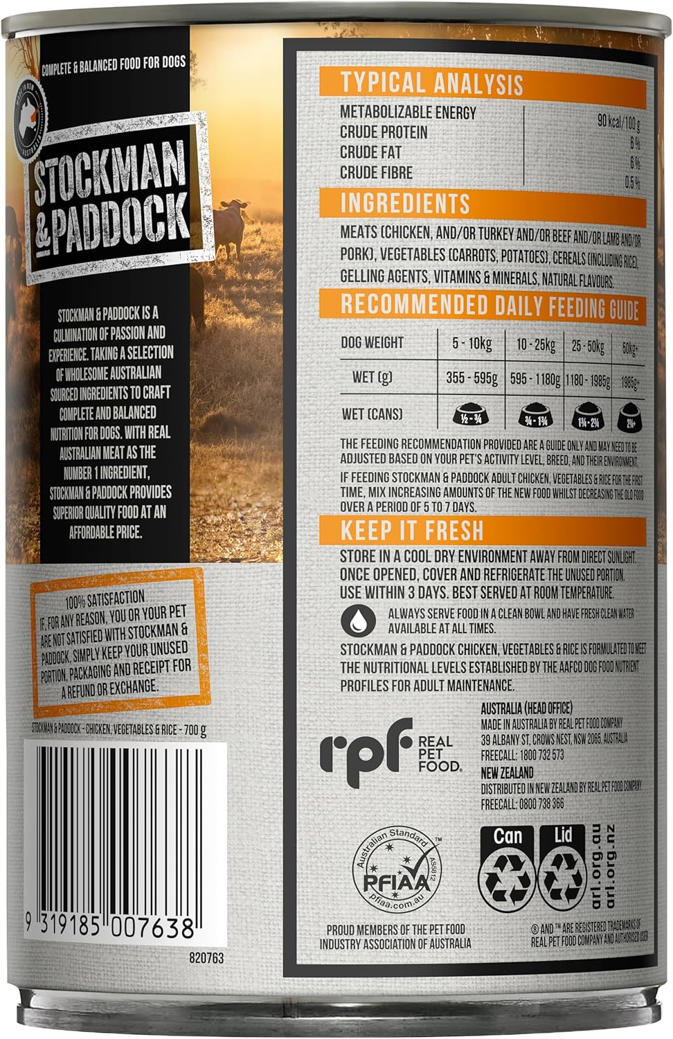 Stockman & Paddock Adult Wet Dog Food, Chicken with Vegetables & Rice 12X700G - Real Australian Meat for Complete Nutrition, a Hearty Meal Dogs Love image number 2