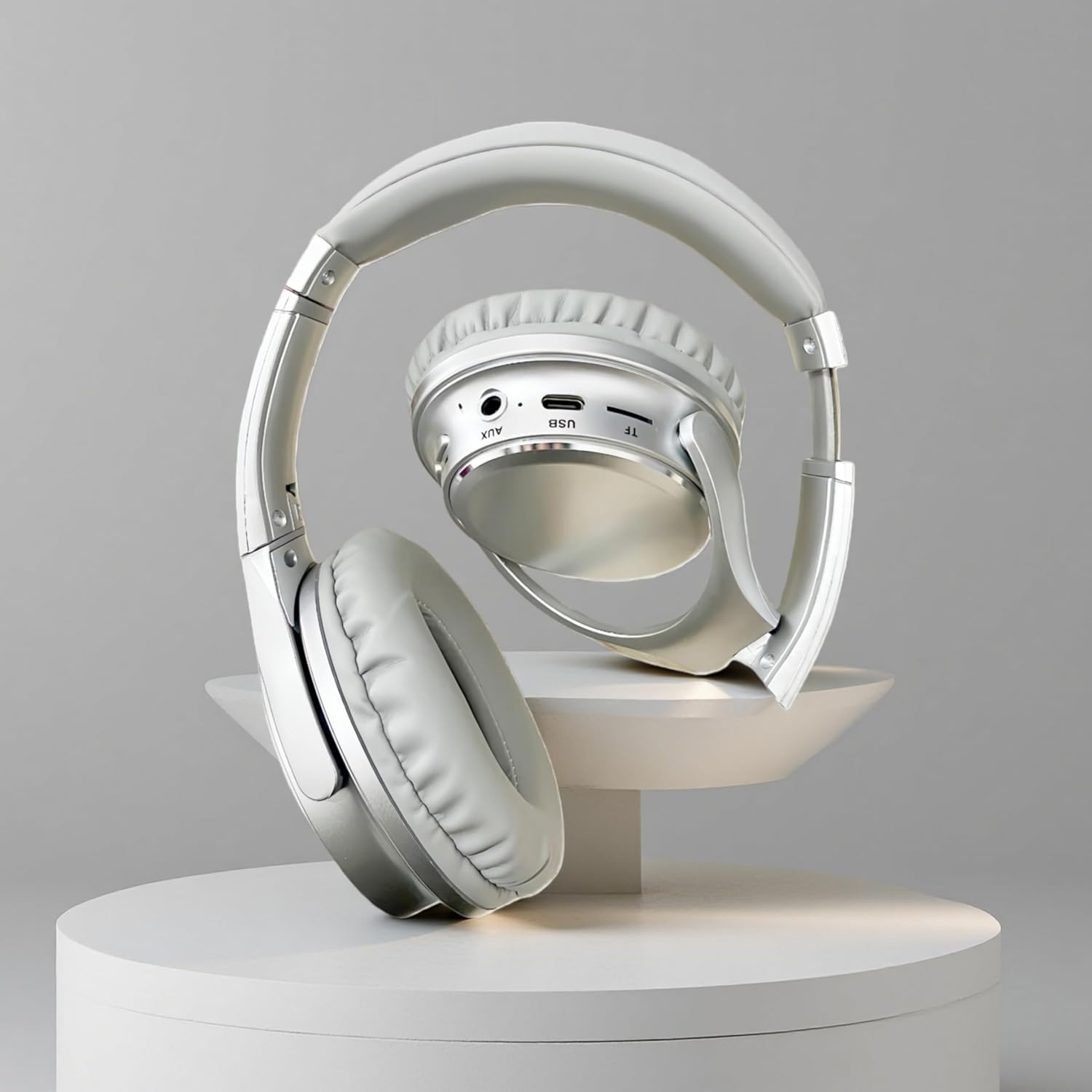 ND NEXT DESTINATION Wireless Bluetooth Headphones, Hybrid Headphones with Microphone and Hifi Stereo Sound, Wireless Over-Ear Headphones, Noise Cancelling, White image number 6