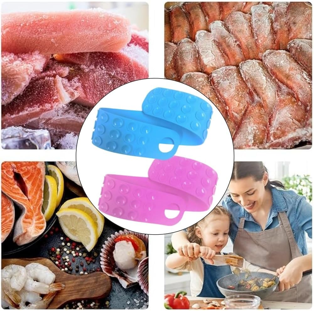Silicone Thaw Belt for Meat Frozen Food Rapid Defrosting Tray with Suction Straps Claw Holder Blue Pink Kitchen Tool Thaws in Minutes Sink Mat Thawer Plate Faster Defroster Gadgets for Steaks Chicken image number 4