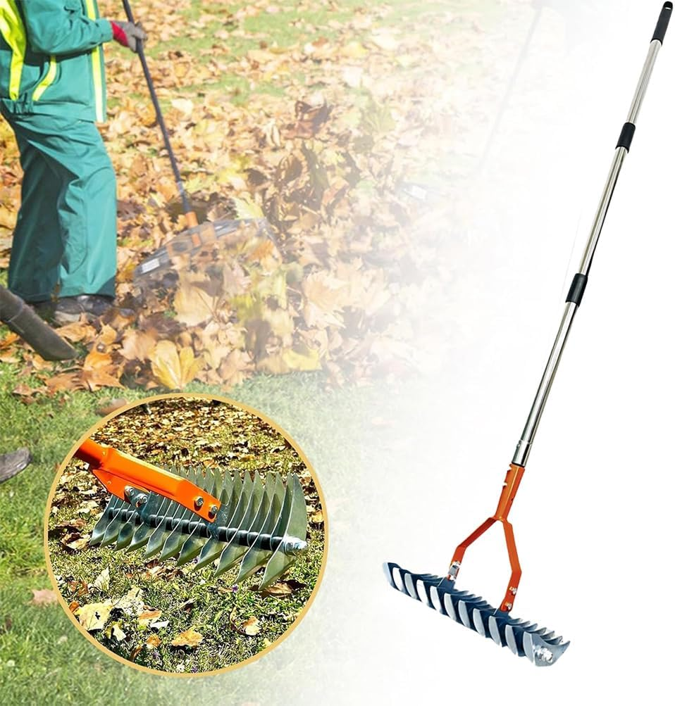 HPAMR Thatch Rake, Dethatcher Rakes, Dead Grass Remover, Versatile Grass Grooming Removers, Robust Dethatcher, Scarifier Rakes, Efficient Steel Metal Thatching Rake image number 2