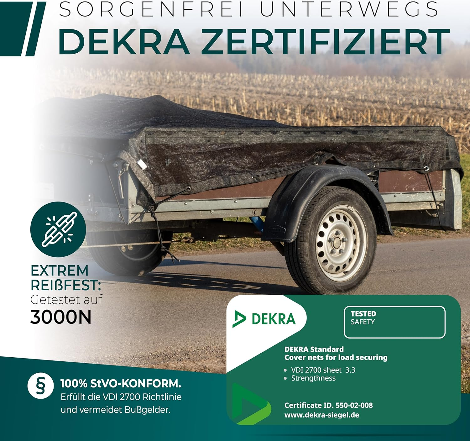 Cargova&reg; Trailer Net Fine Mesh 1.5 X 2.5 M Black Fine Mesh Cover Net with Rubber Cord for Optimal Load Securing image number 4