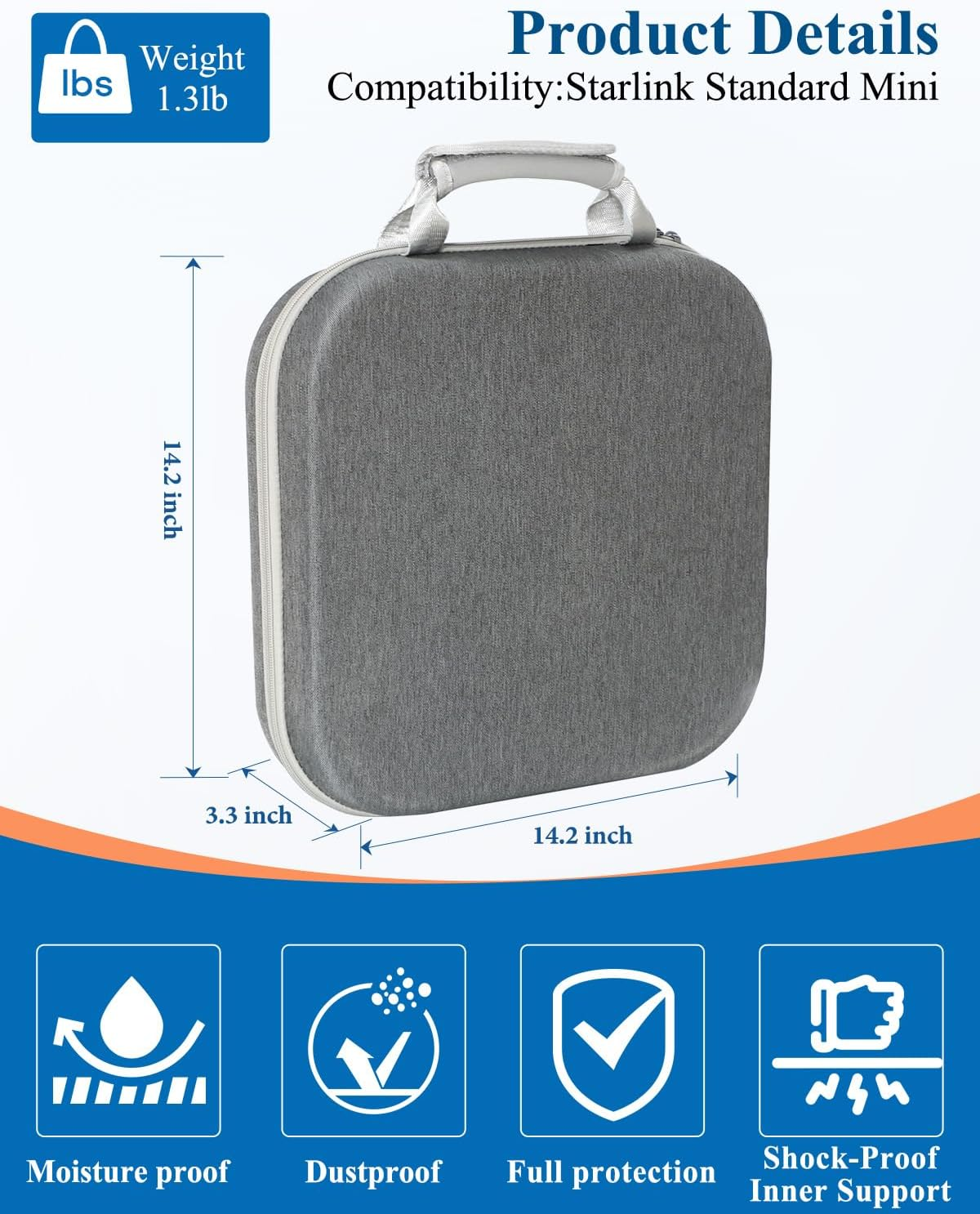 Luxisync Starlink Mini Carry Case &ndash; Outdoor Travel Case for Standard Starlink Mini Accessories, Large Capacity, Semi-Rigid EVA Protection image number 4