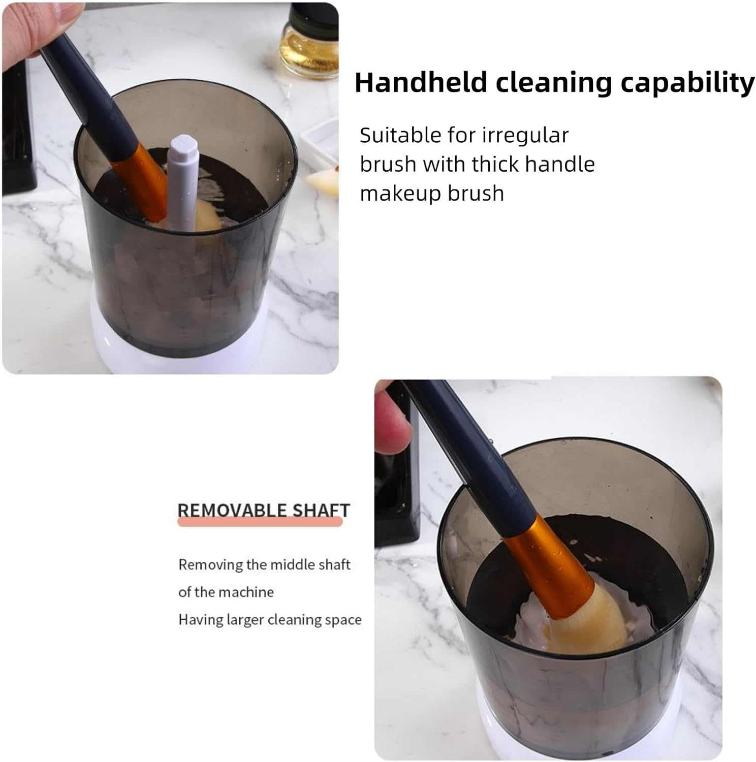 Rechargeable Electric Makeup Brush Cleaner - Make up Brush Clean Machine - Portable Automatic Spinner Cosmetics Brushes Cleaning Tools for All Size Beauty Makeup Brushes Set image number 4