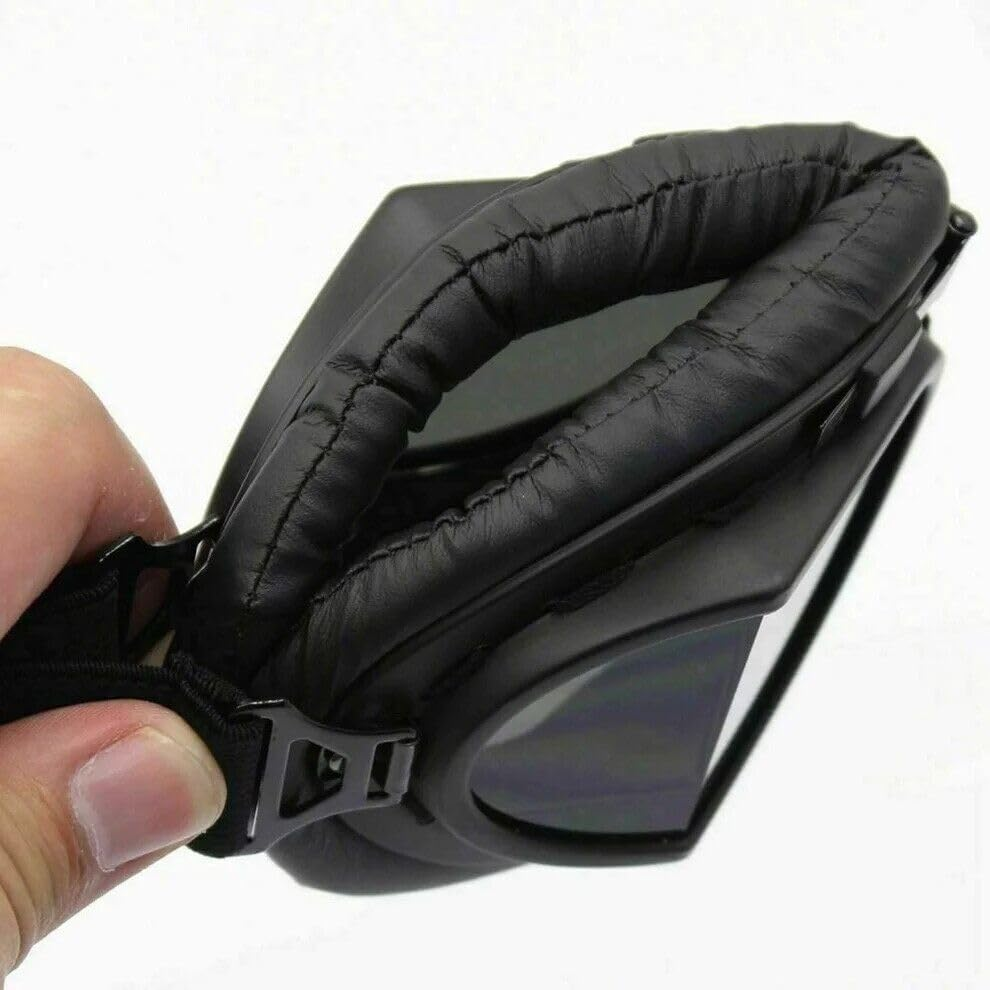 TDR Retro Vintage Motorcycle Goggles - Windproof, Safety Aviator Pilot Eyewear for Motocross & Cruising, Adjustable UV Protection, Anti-Fog, Fits Adults and Teens (Black with Tinted Lens) image number 1