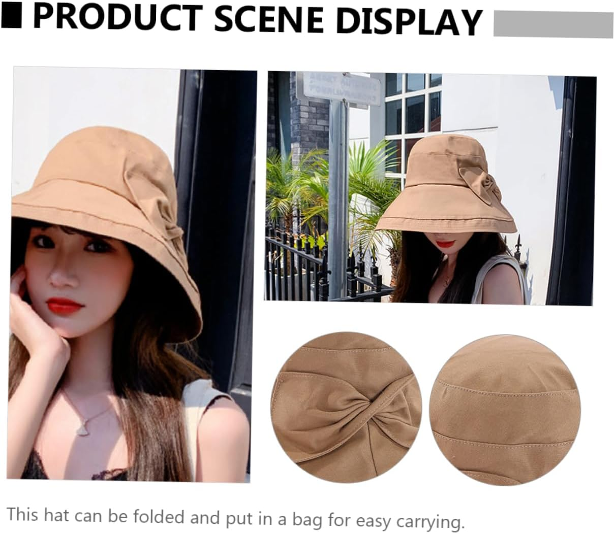 OHPHCALL 1 PC Sun Protection Hat Women'S Bucket Hats for Women Summer Beach S for Foldable Outdoor Foldable Cotton Bucket Washed Sunshade for Black