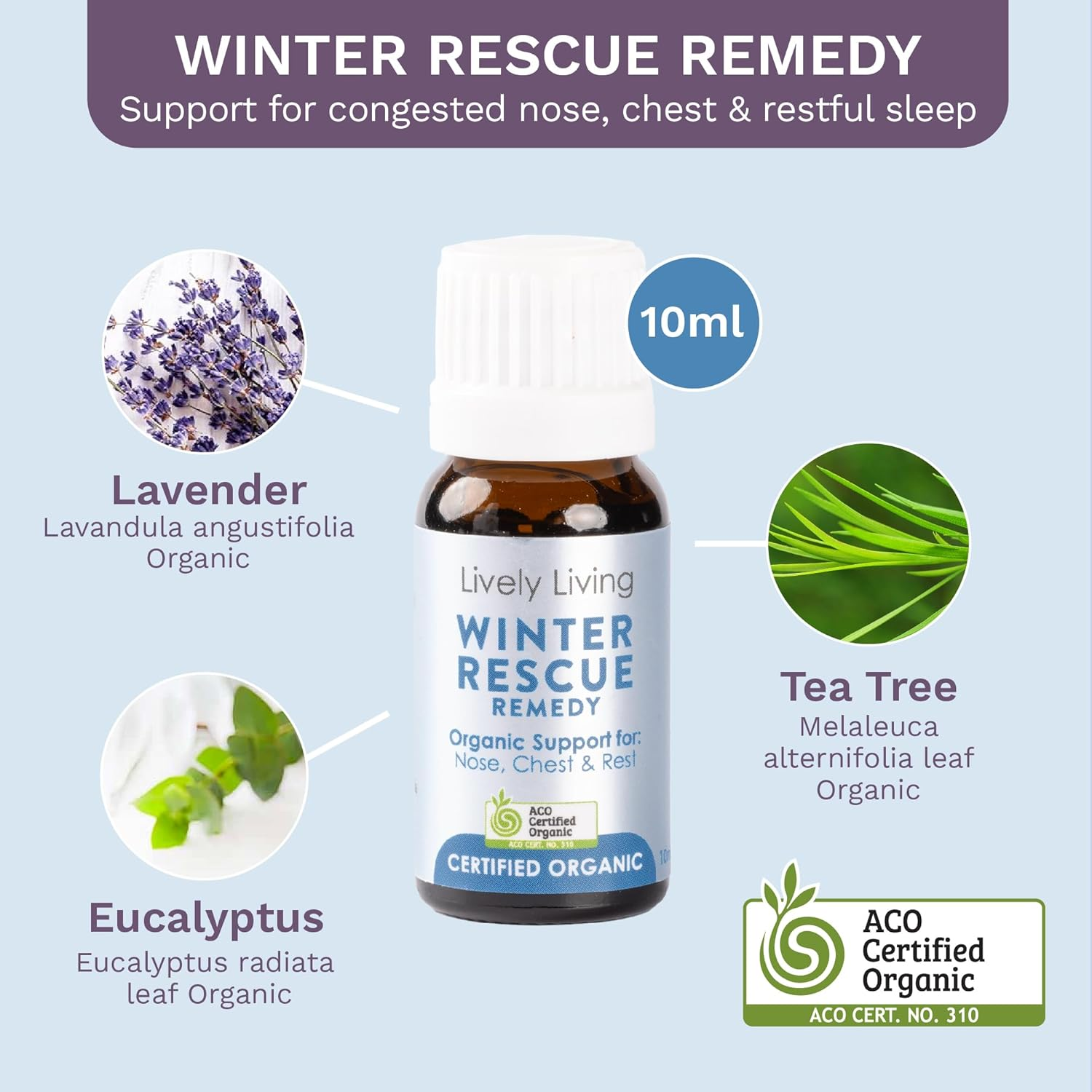 Lively Living Bambino Baby Organic Essential Oils Trio - Australian Certified Organic Oil Gift Set for Nursery Diffuser or Humidifier | Help Toddlers or Child Sleep, Calming, Relaxing 3 X 10Ml Bottles