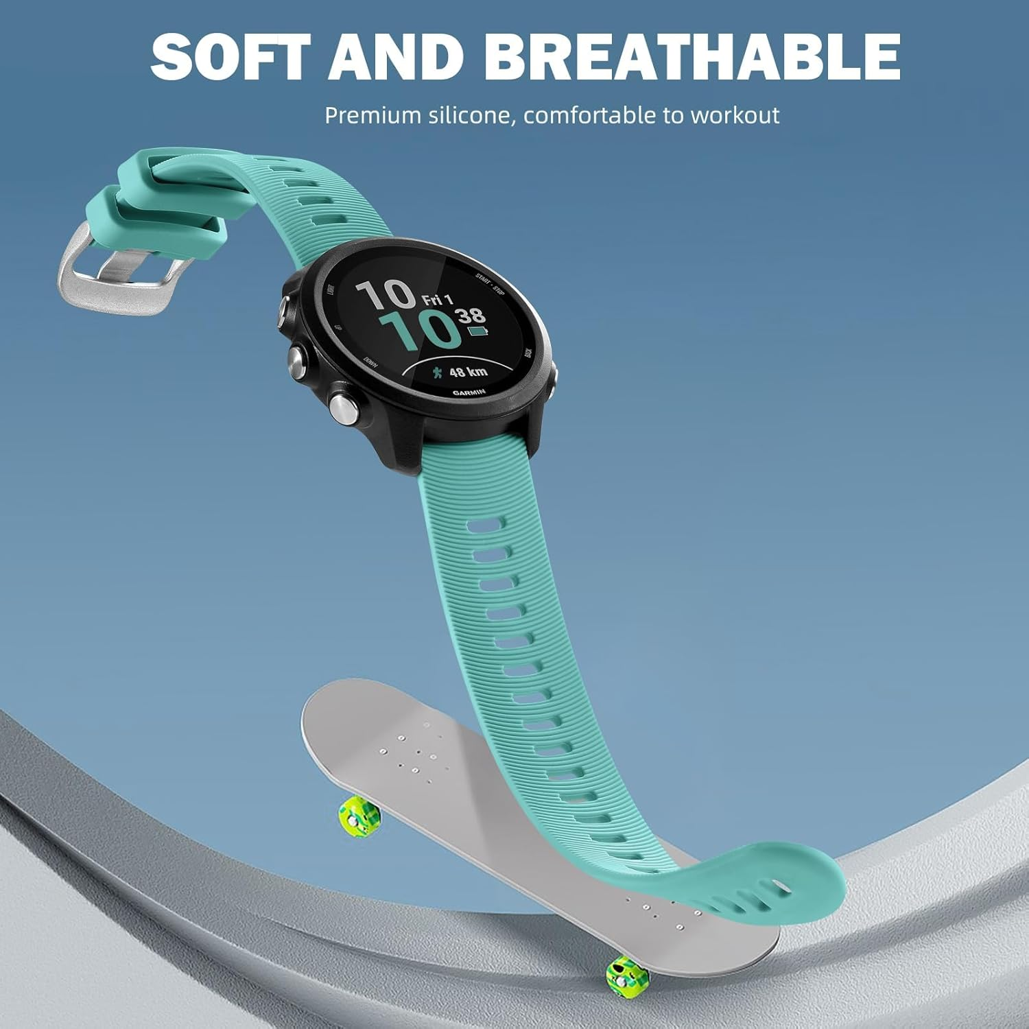 Ouwegaga Compatible with Garmin Forerunner 245/645 Watch Band, 20Mm Soft Silicone Sport Strap for Garmin Vivoactive 3/Vivomove Hr/Garmin Venu/Venu Sq/Forerunner 645/245 Music/Galaxy Watch 6/5/4 Band image number 4