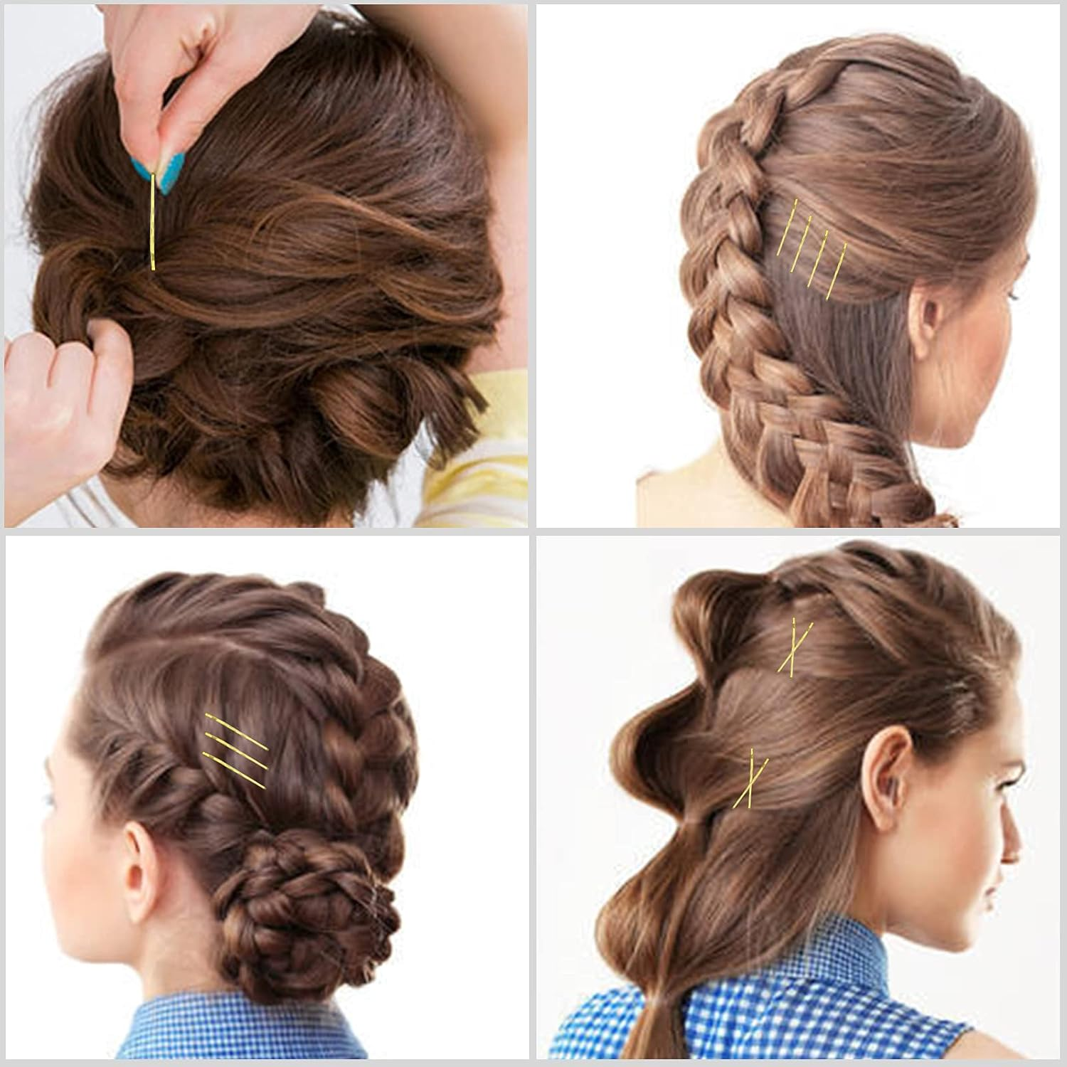 Hoyols Premium Metallic Crimped Grip Bobby Pin, Secure Hold Wavy Slide Proof Gold Hair Styling Pins for Women Buns Thin Hair 100 Count, 2 Inch (Blonde) image number 7