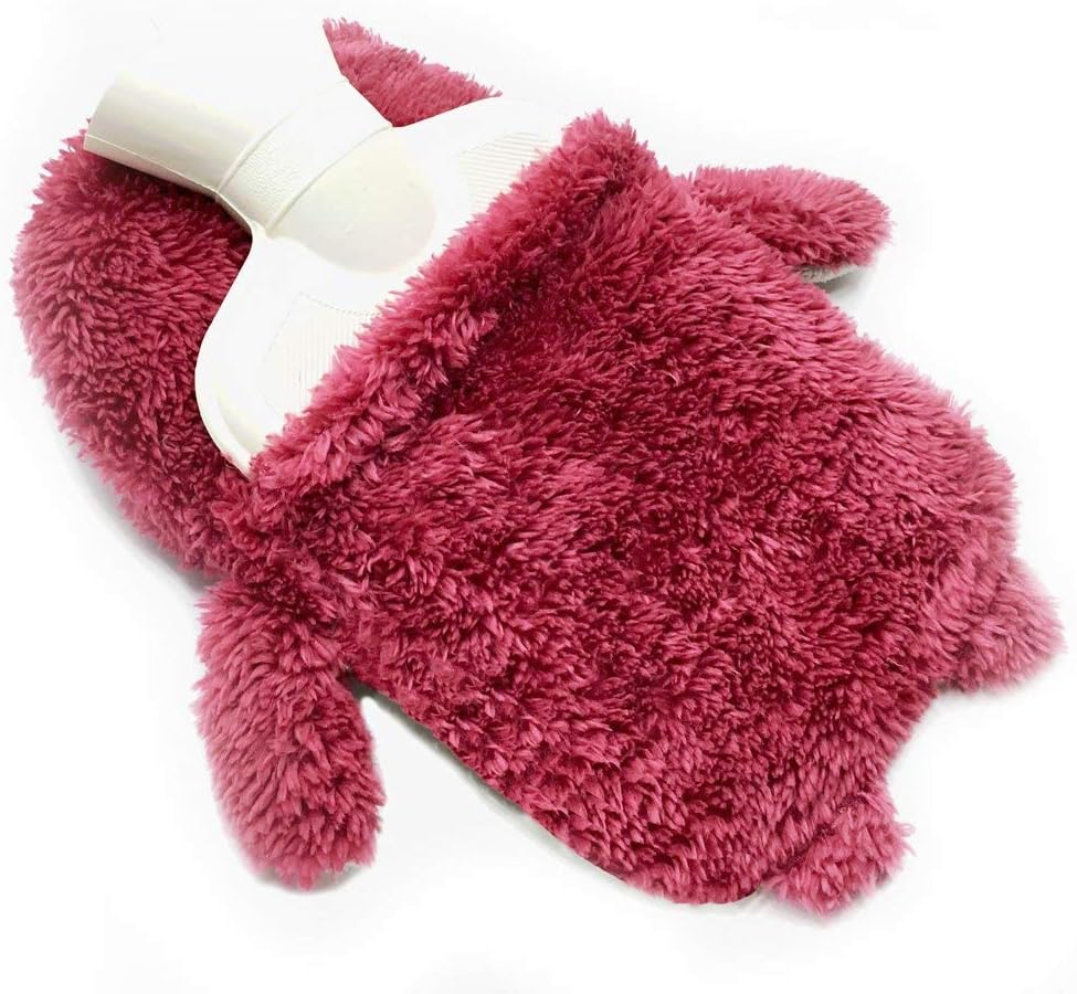 Mose Cafolo Hot Water Bottle ~ Baby Kids Hand Foot Warmer Hot Water Bag with Cute Cartoon Character Pink Strawberry Bear Plush Cover image number 4