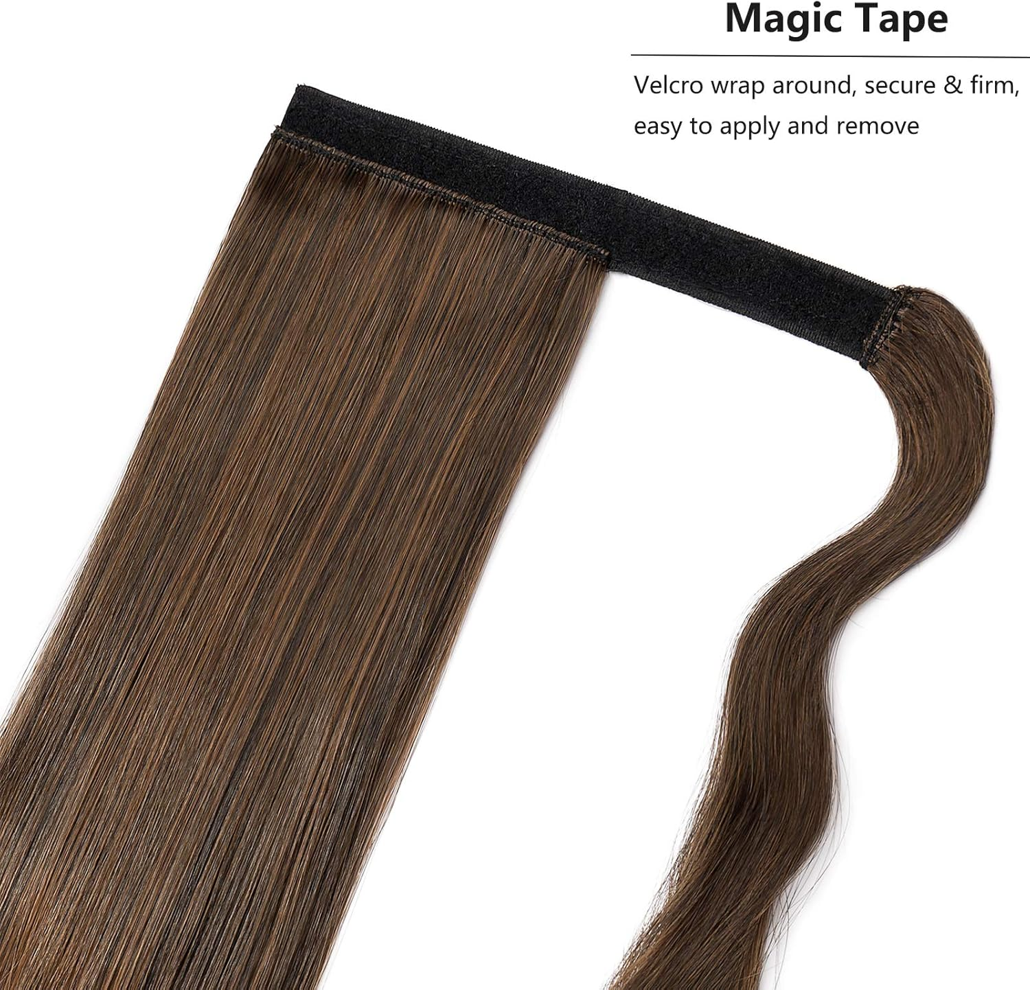 Cybelleza Clip-In Ponytail Extensions, Ponytail Hairpiece, Hair Extension, Braid Extension, 55 Cm, 100 G, Straight, Straight Hair Thickening for Women (Dark Brown & Light Brown) image number 4