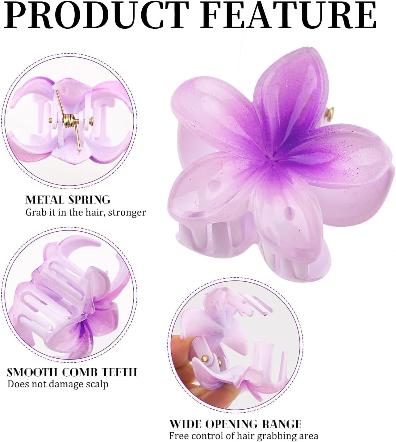 Pack of 12 Plastic Flower Hair Clips, Small, 4 Cm, Cute Hawaii Non-Slip Flower Hair Clip, Mini Hair Clips, Flower Hair Clip for Women, Thick, Thin Hair image number 6