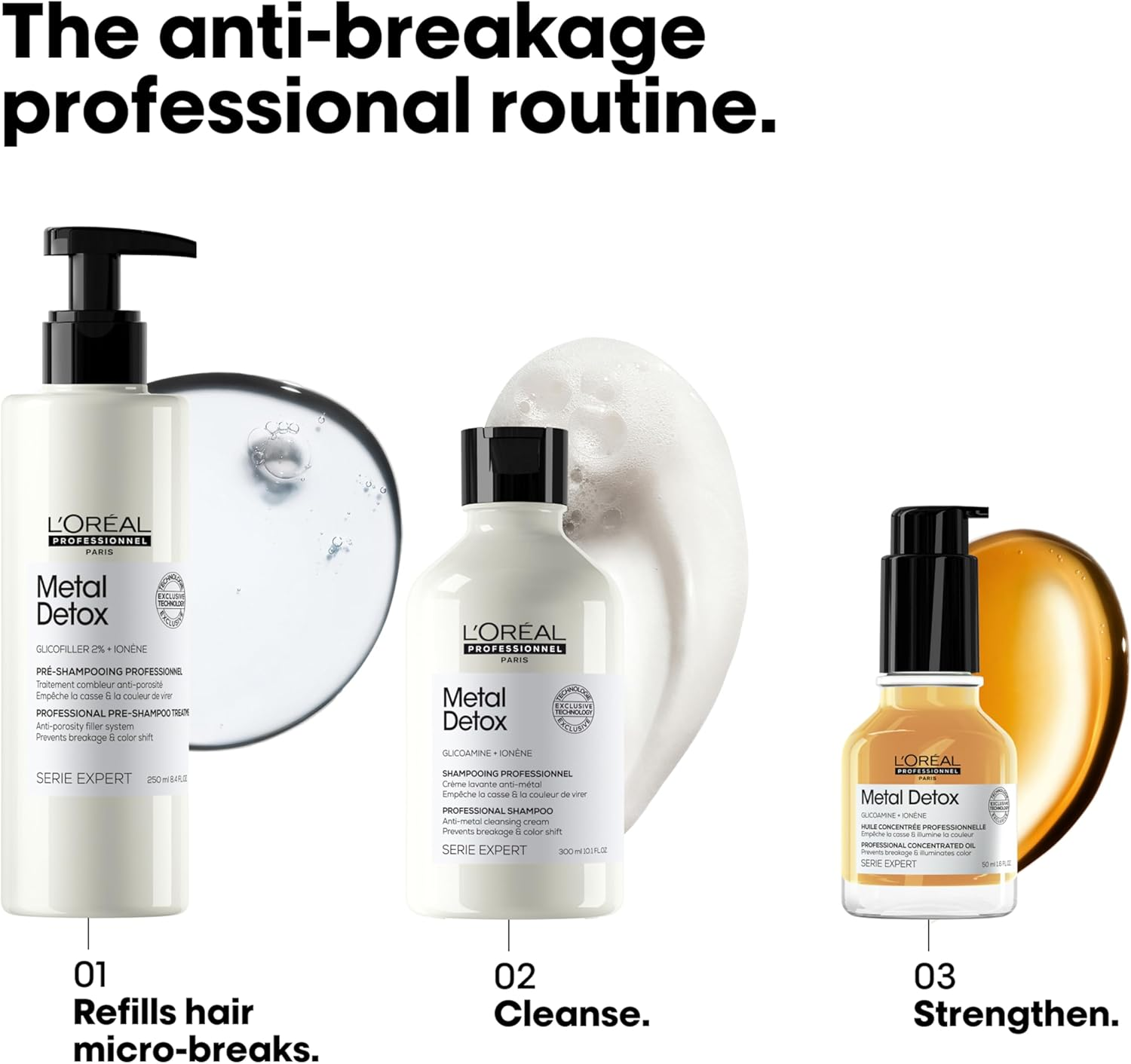 L'Or&eacute;al Professionnel Metal Detox Pre-Shampoo Treatment |Salon Grade Pre-Shampoo|Strengthens, Refills Micro-Breaks and Protects against Hard Water Metals| for Bleached, Colored, Dry and Damaged Hair Prone to Breakage | 250Ml image number 3