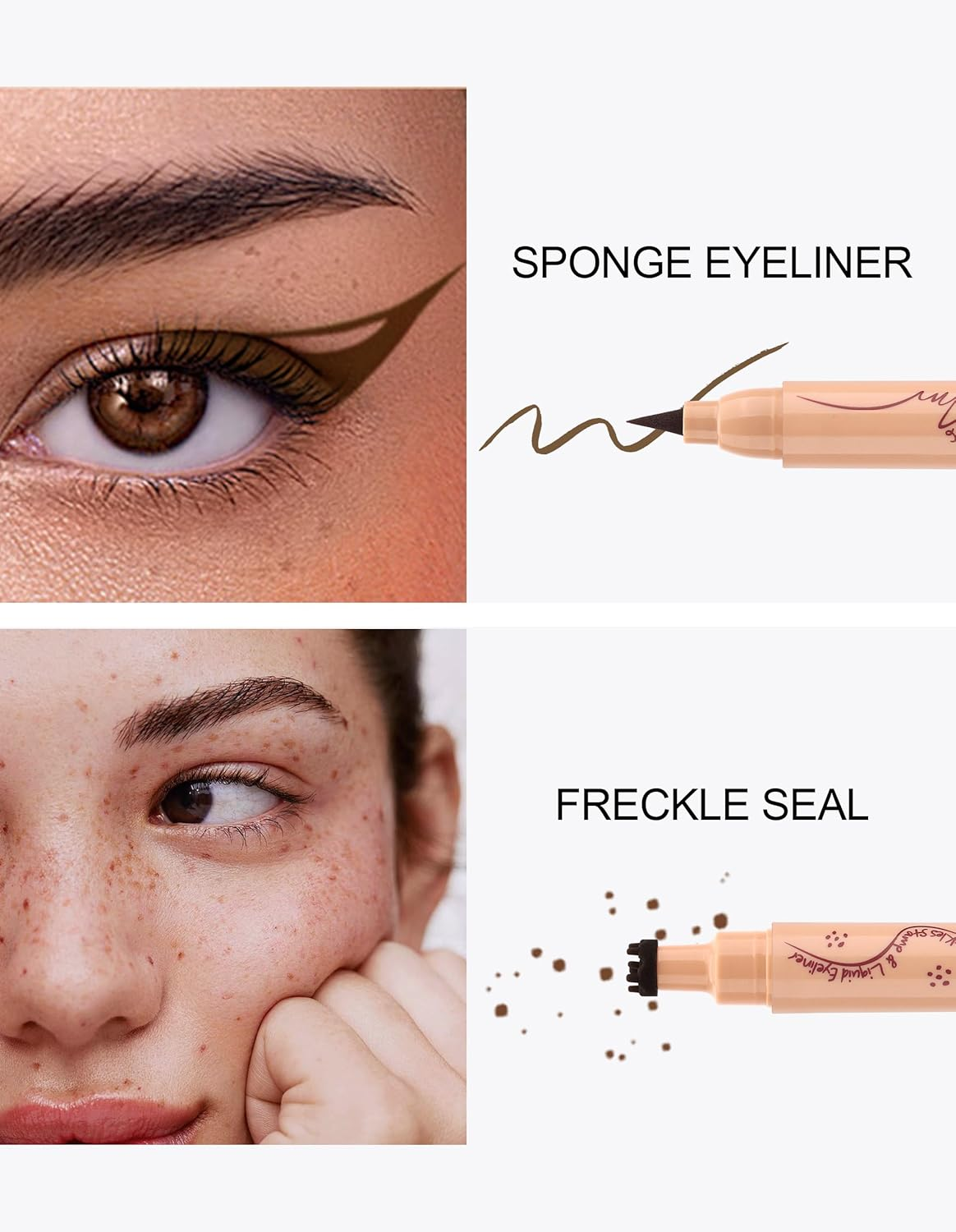 Erinde Eyeliner Freckle Pen, Natural 2 in 1 Liquid Freckle Stamp & Smudge-Proof Liquid Eyeliner, Long Lasting Waterproof Freckles Tattoo Marker, High Pigment Eye Liners #02 image number 6