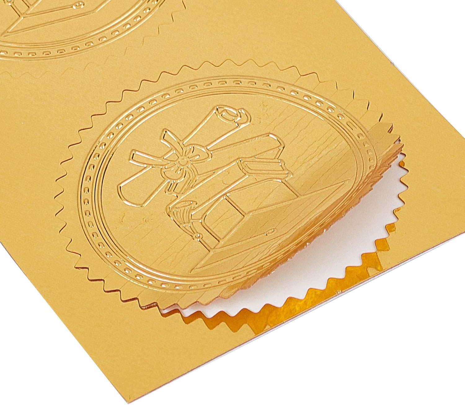 CRASPIRE Gold Foil Certificate Seals Excellence Self Adhesive Embossed Seals Gold Stickers 100Pcs Medal Decoration Labels for Envelopes Diplomas Certificates Awards Graduation image number 5