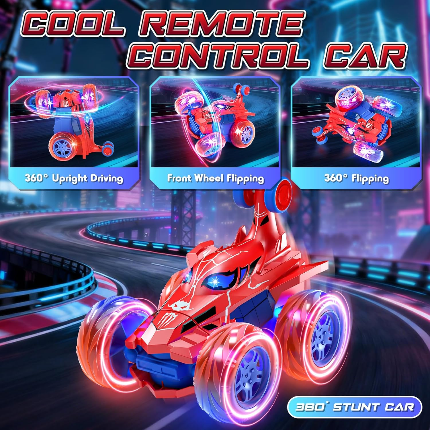 Lehoo Castle Remote Control Car, Kids Toys RC Stunt Car, 360&deg;Rotating RC Cars with Headlights, Boys Toys Rechargeable Toy for 3 4 5 Year Old Boy Toy