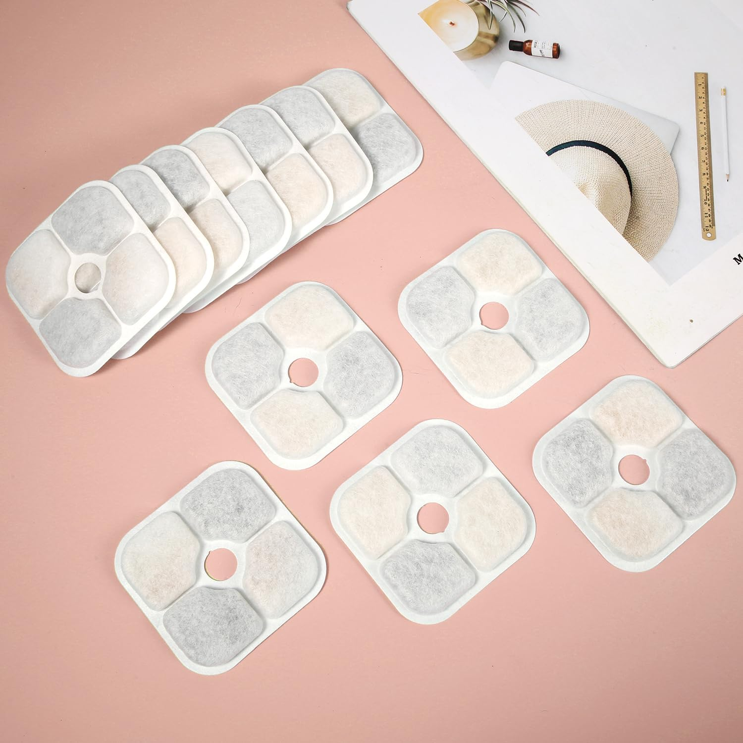 12Pcs Cat Fountain Filter Sponge, Cat Water Fountain Filter Portable Water Fountain Filter Replacement Compatible for Catit PIXI Pet Cat Dog Water Dispenser image number 1