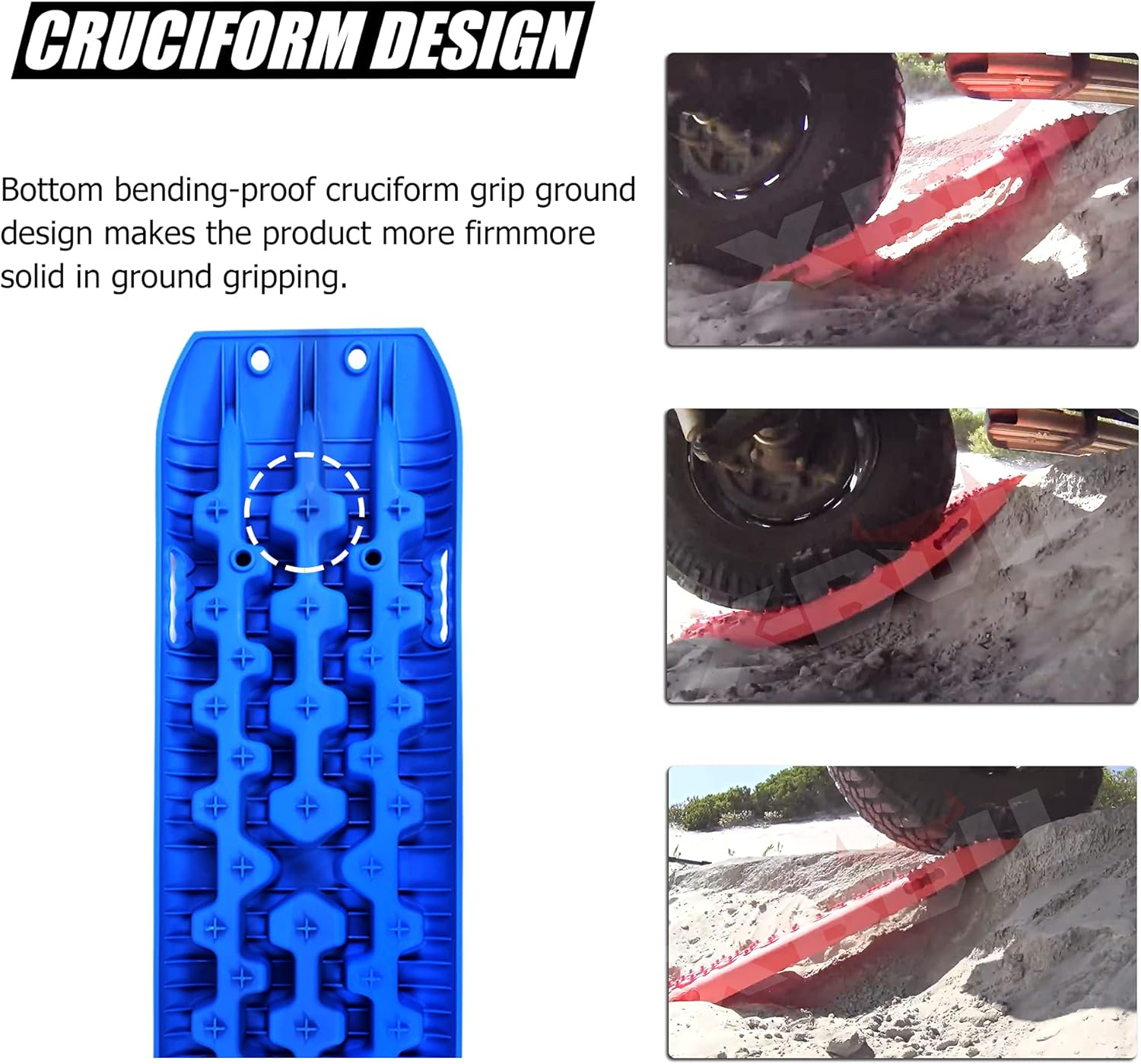 X-Bull Recovery Tracks with Bag and Mounting Pin Set 4X4 Recovery Boards Offroad 4Wd Tracks 22046LBS/10000KG Stand for Automotive Accessories Tires and Wheels in the Sand Mud Snow(Gen 3.0 Blue) image number 4