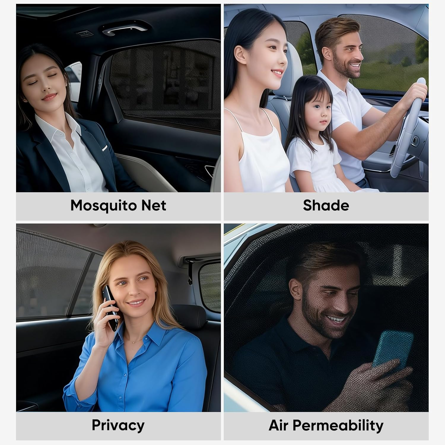 4PCS Car Window Shades Mesh for Camping UV Protection anti Mosquito Breathable Side Window Covers Universal Fit for Most Cars Suvs and Pickup Trucks image number 6