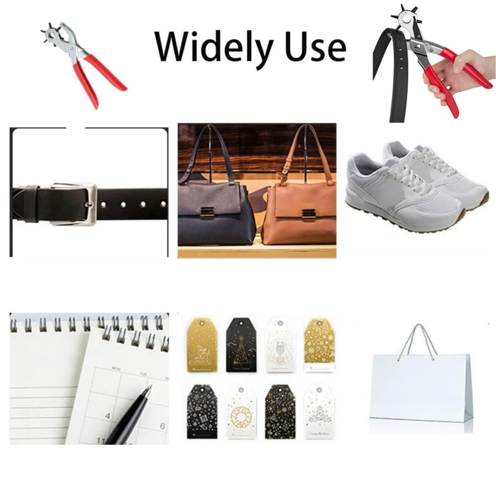 Fabselection 1PCS 2-4.5Mm Revolving Leather Belt Eyelet Hole Punch Puncher Plier Craft Tool for Belts, Shoes, Cards - Carbon Steel image number 5