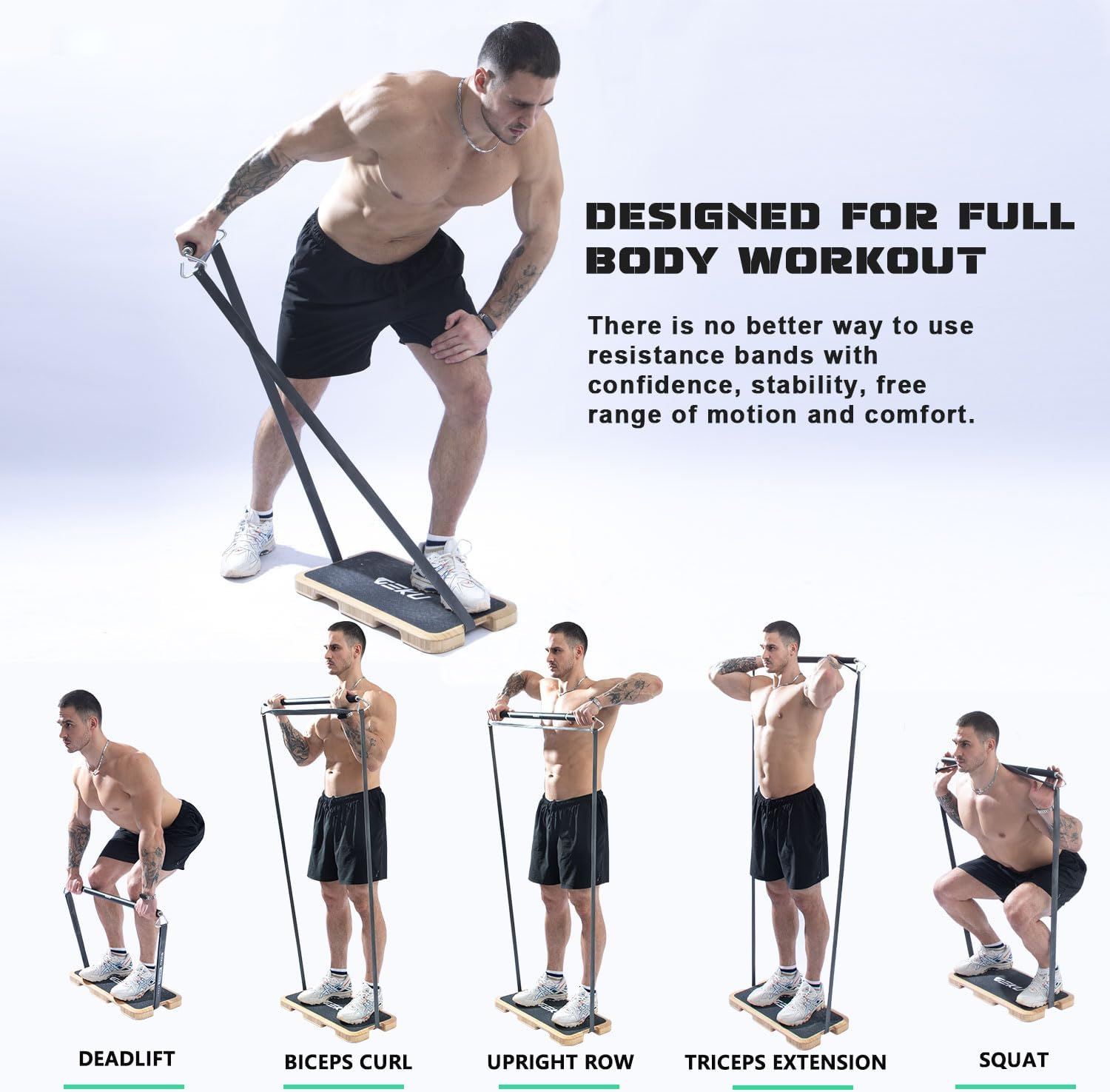 GEKU FIT Resistance Band Bar, Length-Adjustable Detachable Heavy Duty Workout Bar for Resistance Band Training, Core Muscle Training, Home & Ourdoor Workout, Max Load 800 Lbs image number 2