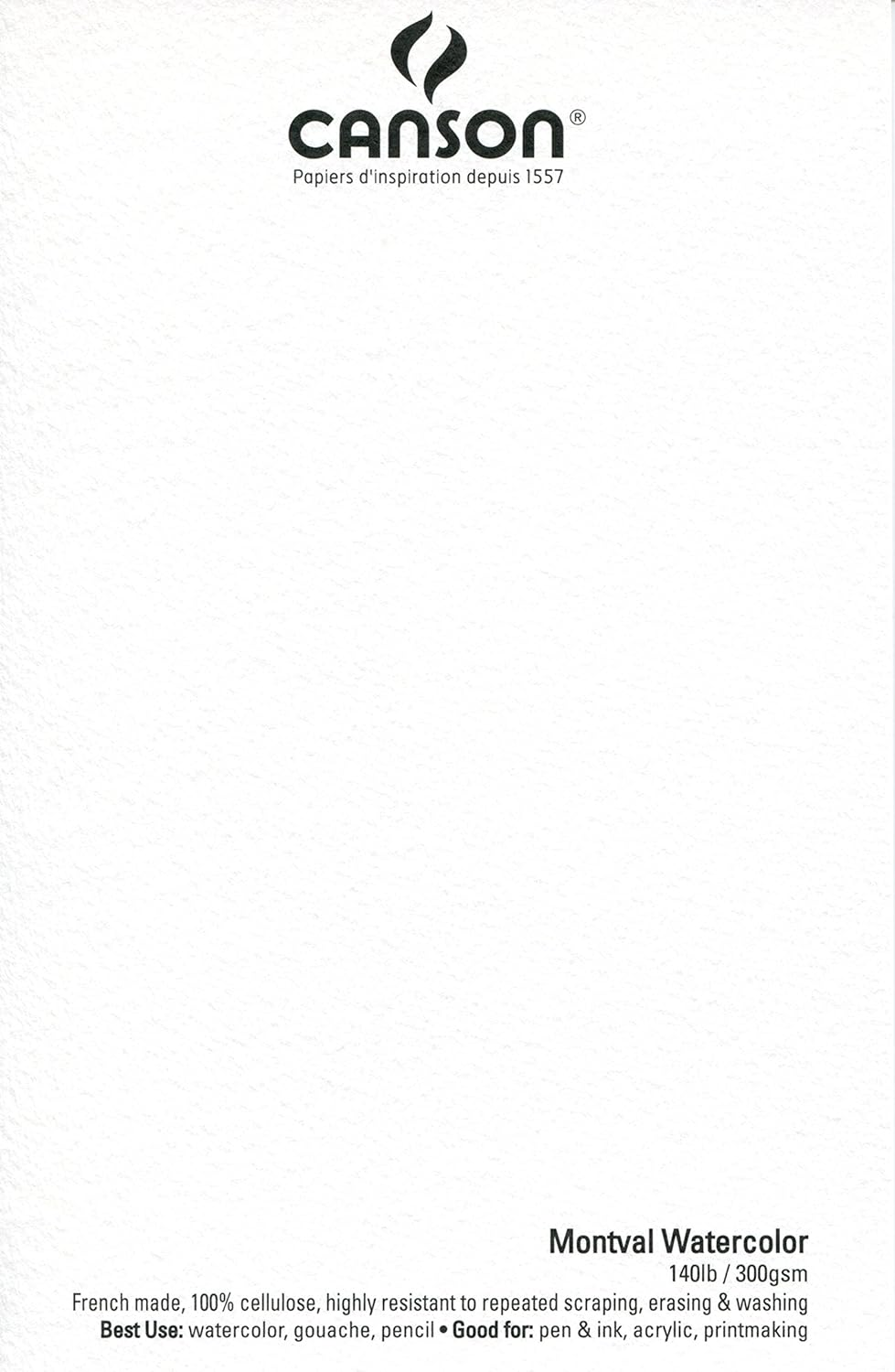 Canson Artist Series Montval Watercolor Paper, Fold over Block, 6X9 Inches, 15 Sheets (140Lb/300G) - Artist Paper for Adults and Students - Watercolors, Mixed Media, Markers and Art Journaling