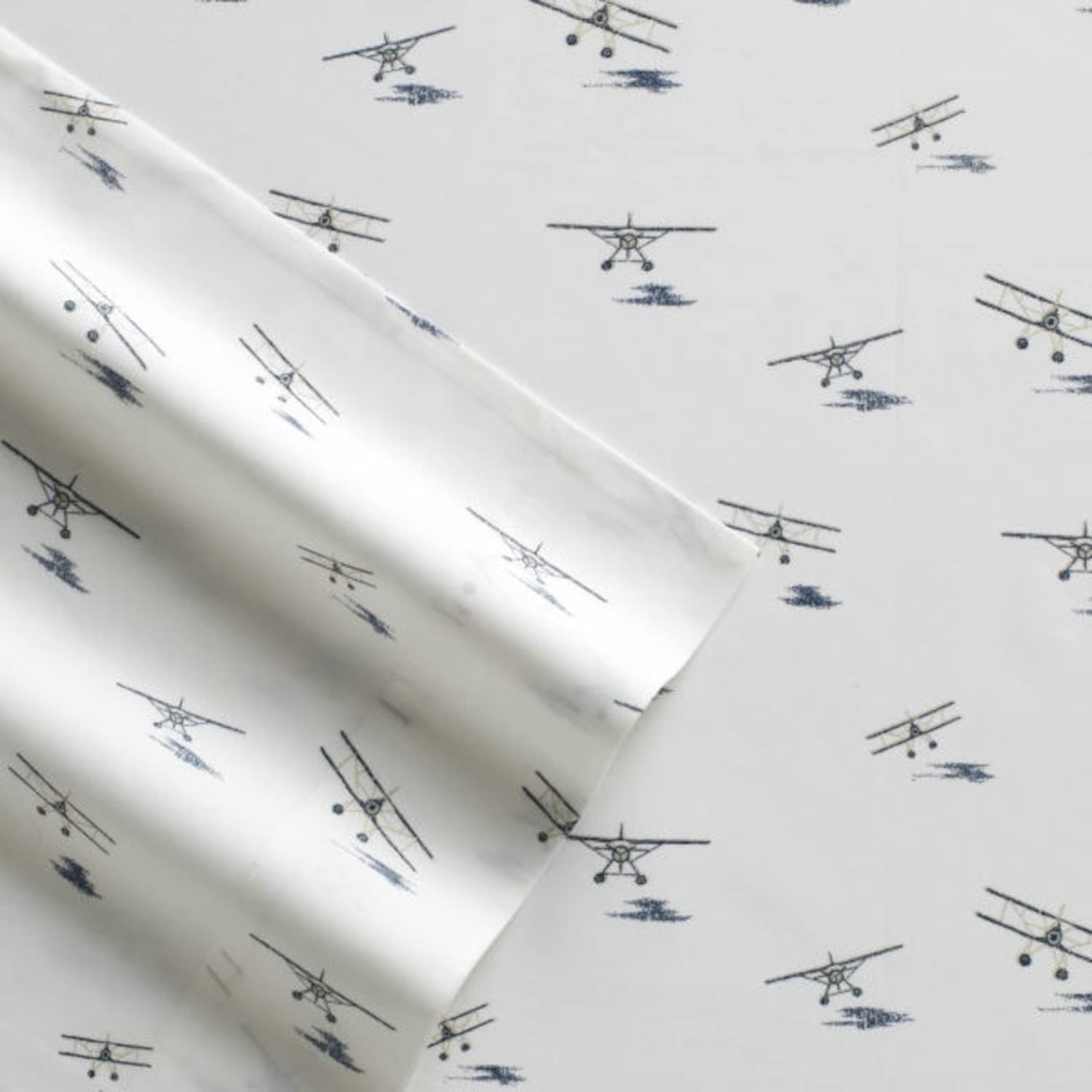 Eddie Bauer - Queen Sheets, Cotton Percale Bedding Set, Crisp & Cool Home Decor (Sea Planes Blue, Queen) image number 3