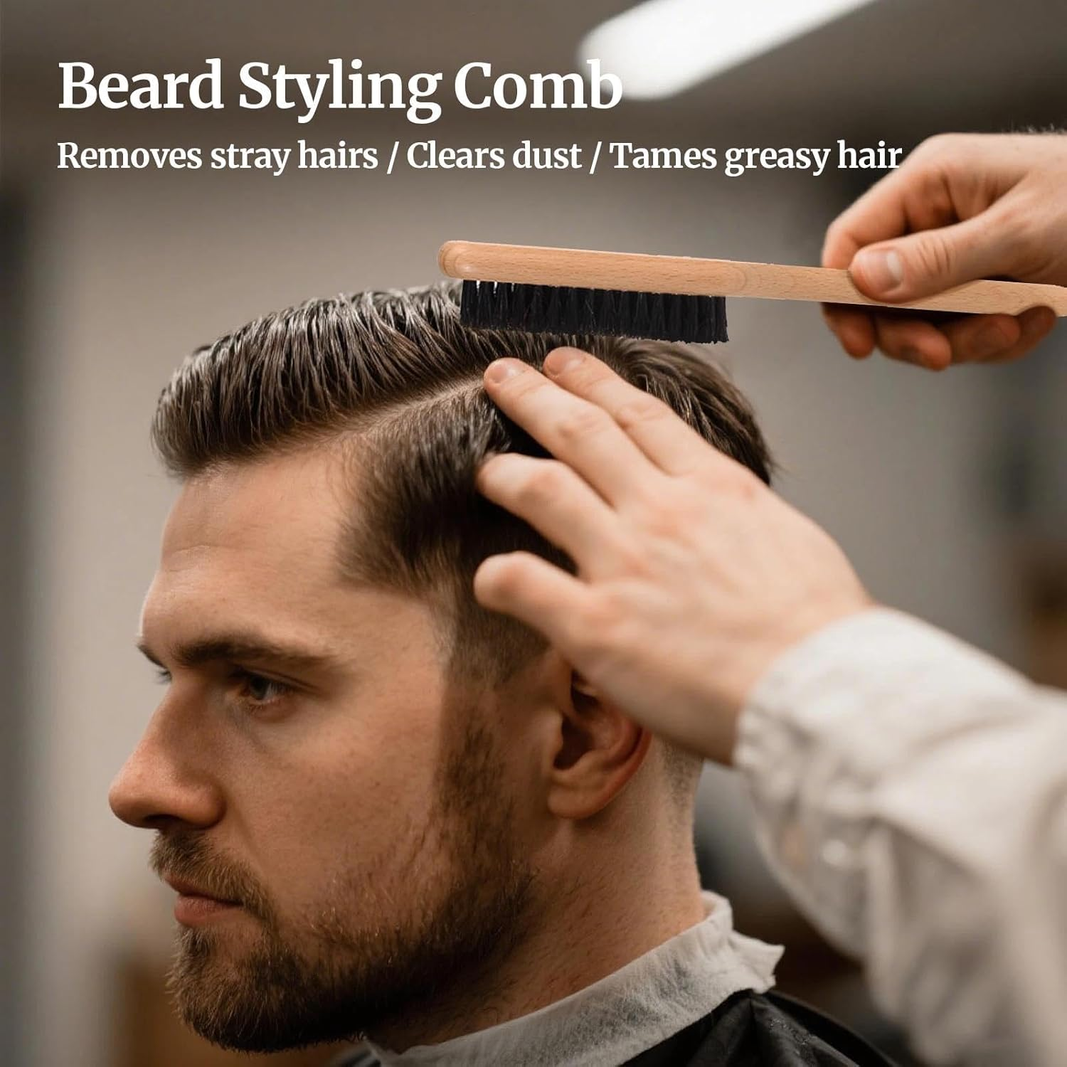 Boar Bristle Hairbrush Smooth Back Smooth Back Hair Brush for Smooth Ponytail and Straightening Baby Hair Flyaways Edge Control Backcombing & Teasing Wide Rat Tail Hair Brush image number 4