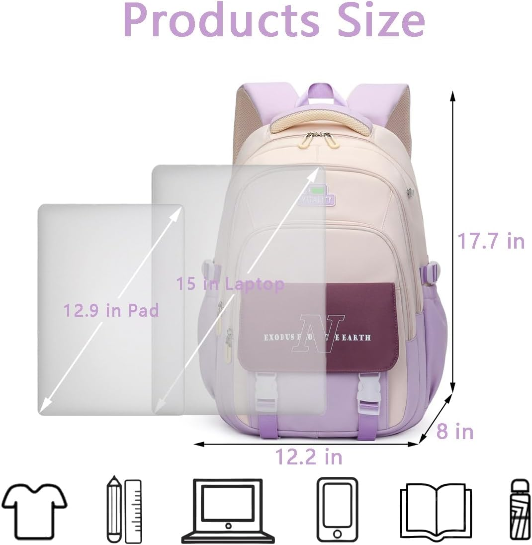 Lifelix Kids Backpack for Girls Kawaii Teens School Bookbag Elementary Middle Schoolbag Age 6-14 image number 2