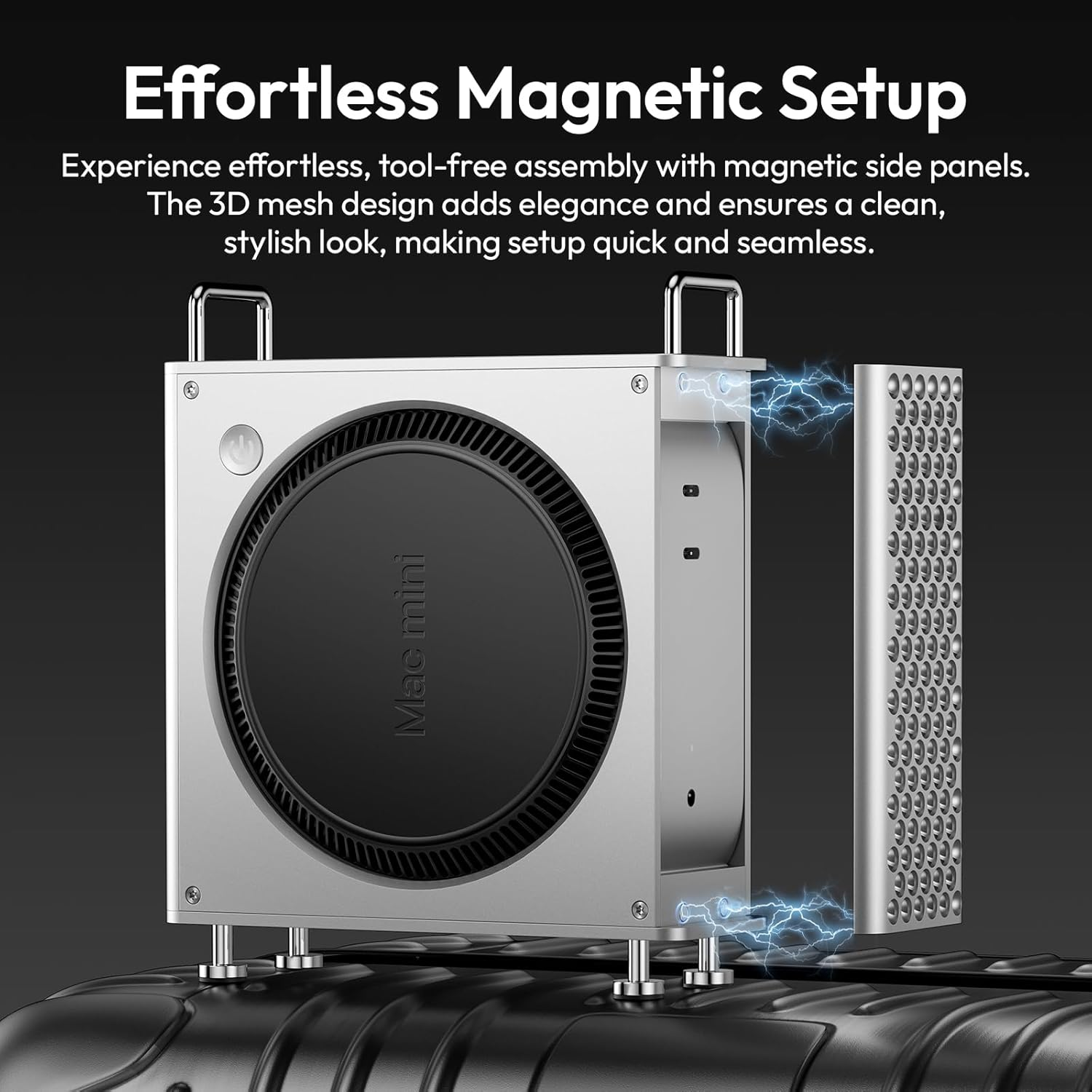 ULANZI QT01 Aluminum Case for 2024 Mac Mini M4/M4 Pro, Small Form Factor Gaming PC Case, Mesh Panel Heat Dissipation Aluminum Mount Rack, Anti-Scratch Shockproof Portable Small Standing Cabinet