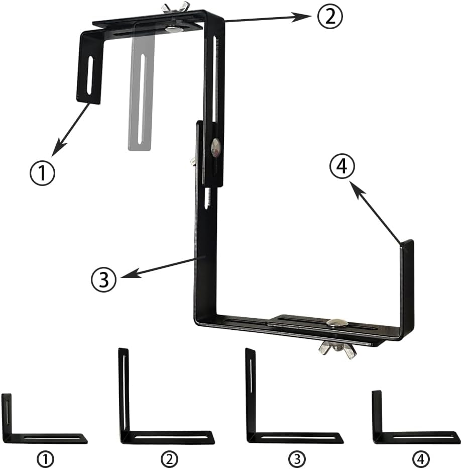 Adjustable Flower Box Bracket, Detachable Planting Box Bracket, Flower Pot Bracket, Hanging Flower Box Bracket, Suitable for Garden Fences, Balconies, Etc (4) image number 3