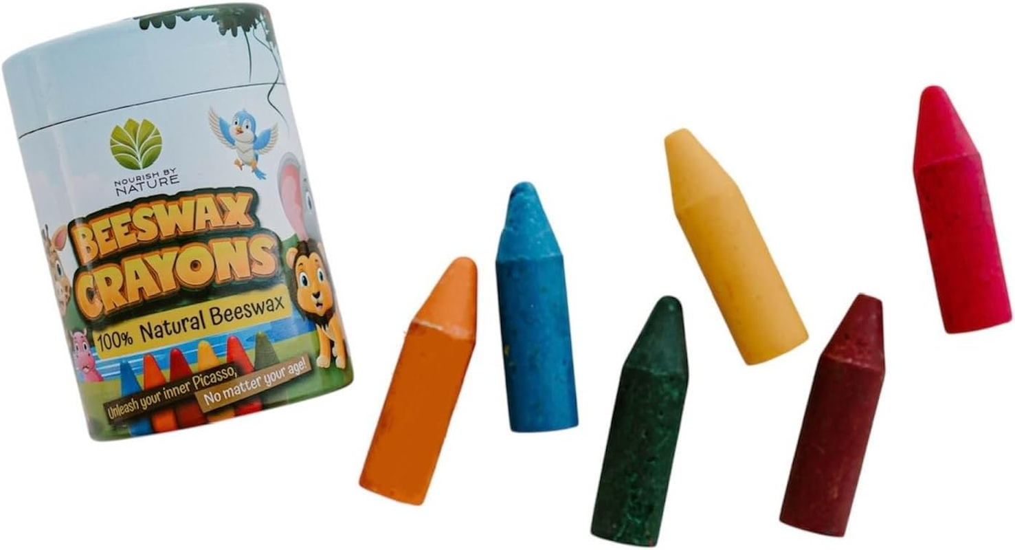 Nourish by Nature Eco Friendly Beeswax Crayons - Super Thick, Ideal First Crayon for Toddlers. Non Toxic Crayons with Food Grade Pigments. image number 5