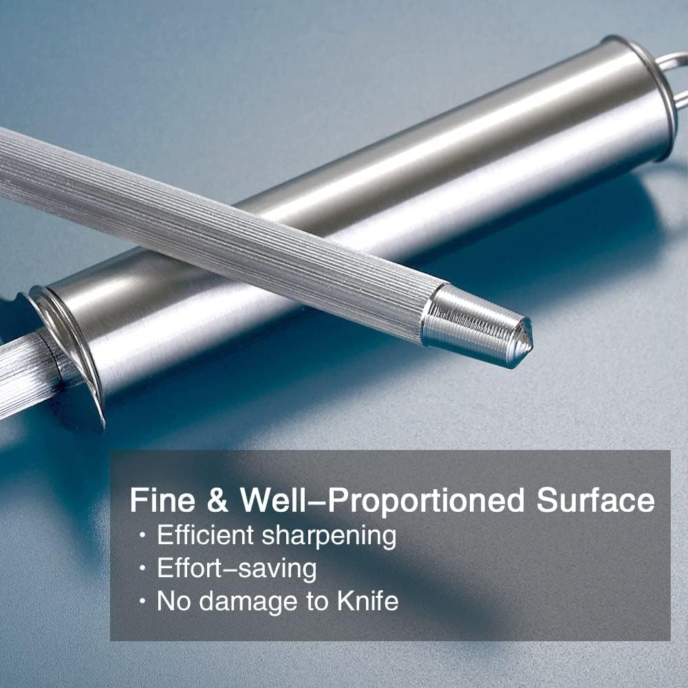 Chaira Sharpening Knives, Professional Kitchen Knife Sharpener, Fine Steel Knife Sharpener | Rod Length 20 Cm, 30 Cm in Total | Finger Protection and Anti-Break Design image number 5