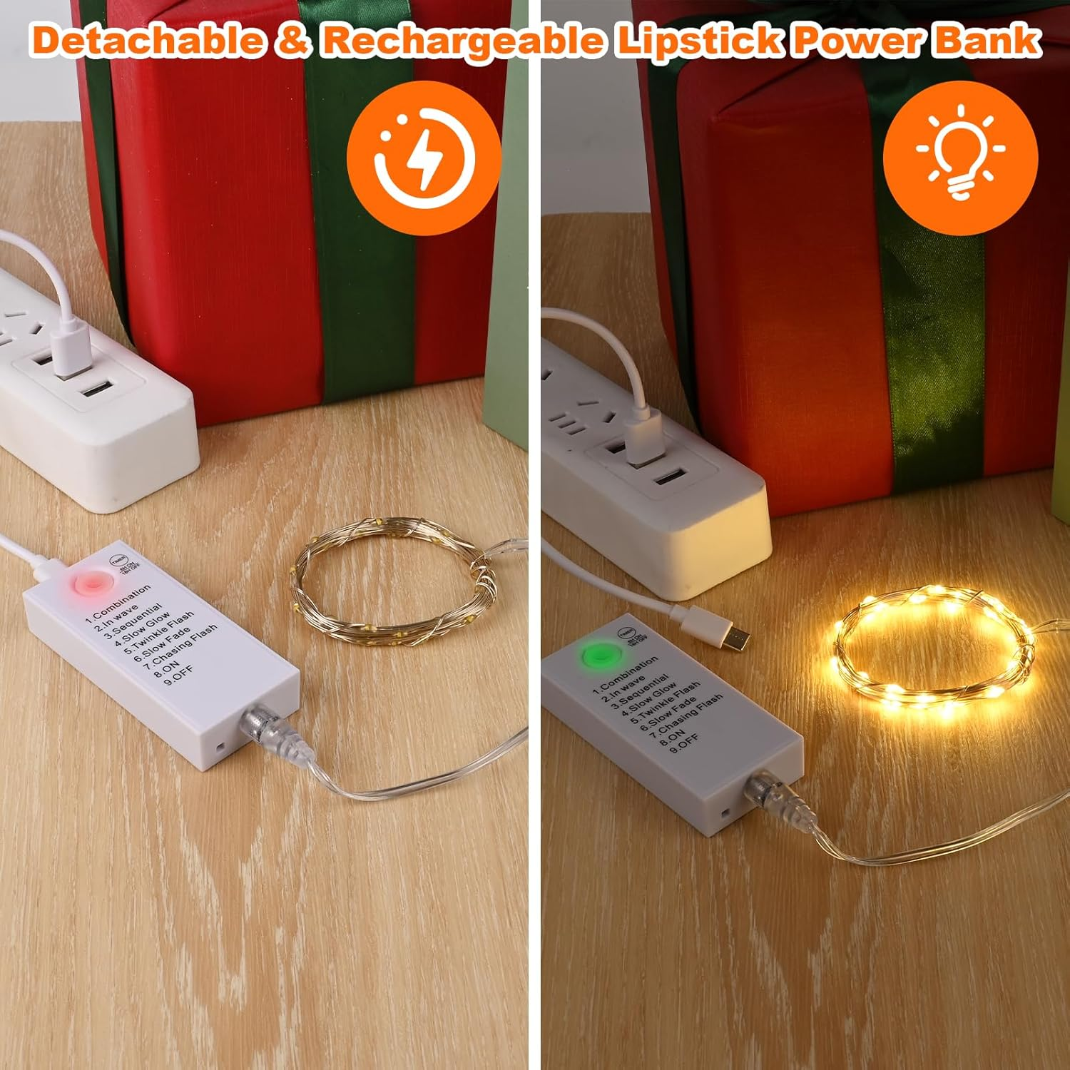 Jetuvlie Fairy Lights Battery Operated,Rechargeable 50 LED Twinkle Lights with Timer,Christmas Decorations Mini Indoor LED String Lights for Vine, Bedroom,Parties, Wedding,Deco(5M/16Ft Warm White) image number 4