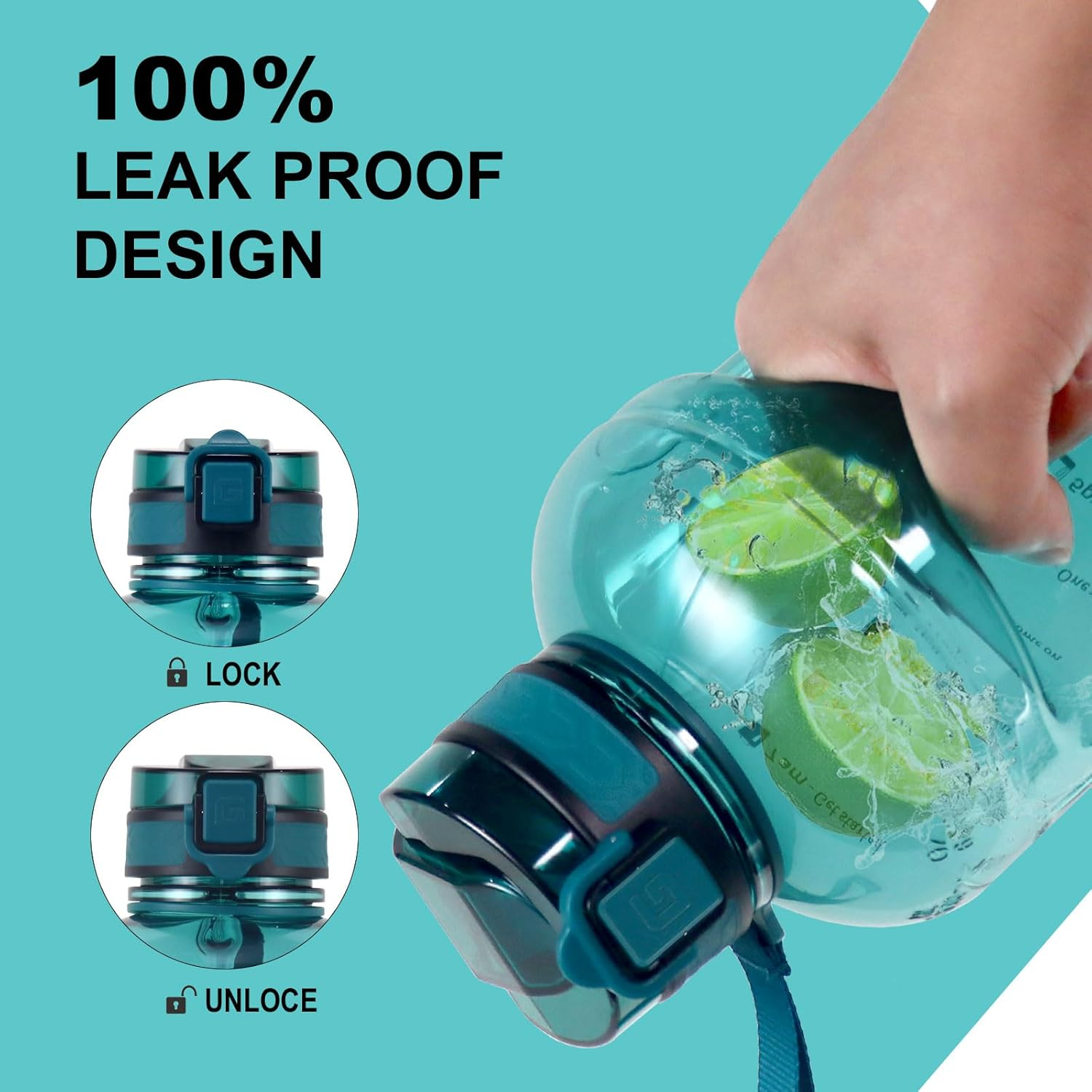 GIFUBOWA Big Water Bottle 2L with Handle BPA Free Large Capacity Goal Drinking Jug for Office Sports Hiking image number 4