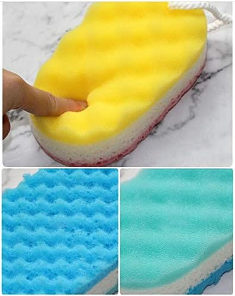 WOIWO 3 Pieces 100% Fiber Sponge Bath Sponge Body Scrubber, Super Size, Delicate, Soft and Rich Foam, Can Be Reused to Remove Dirt and Excess Grease from Cosmetics image number 5