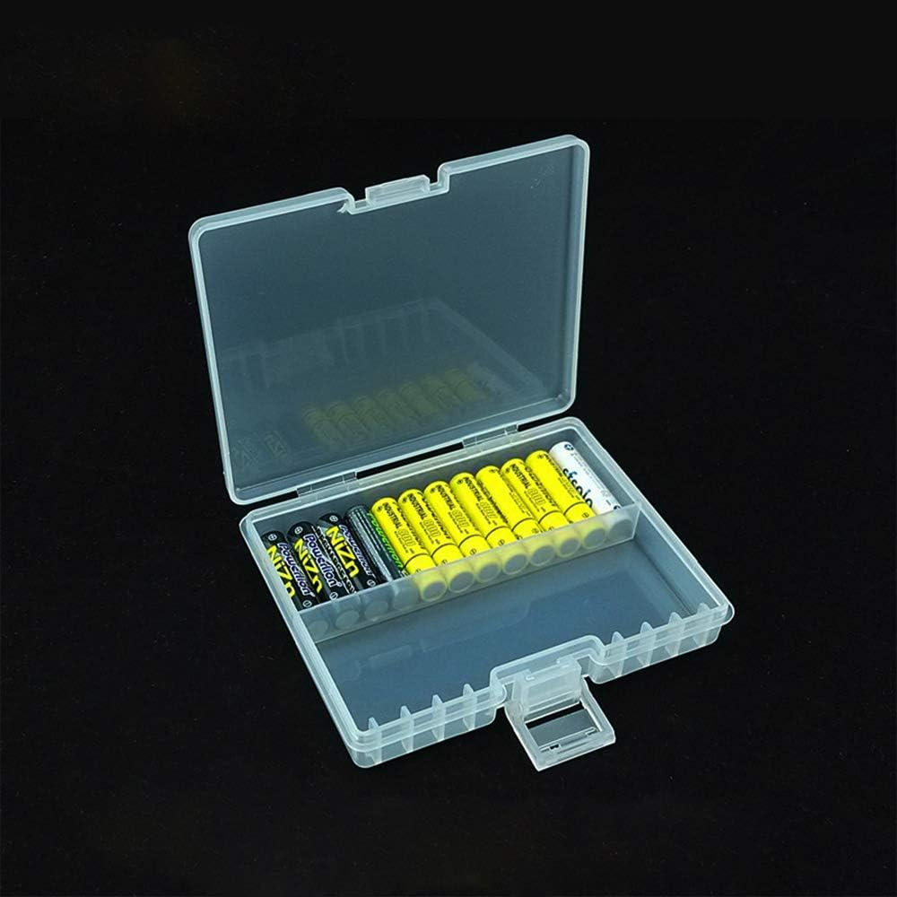 Battery Organizer Holder, 1Pcs AAA Hard Plastic Batteries Storage Boxes Case 48 Cells Transparent Clear Batteries Storage for AAA AA Batteries