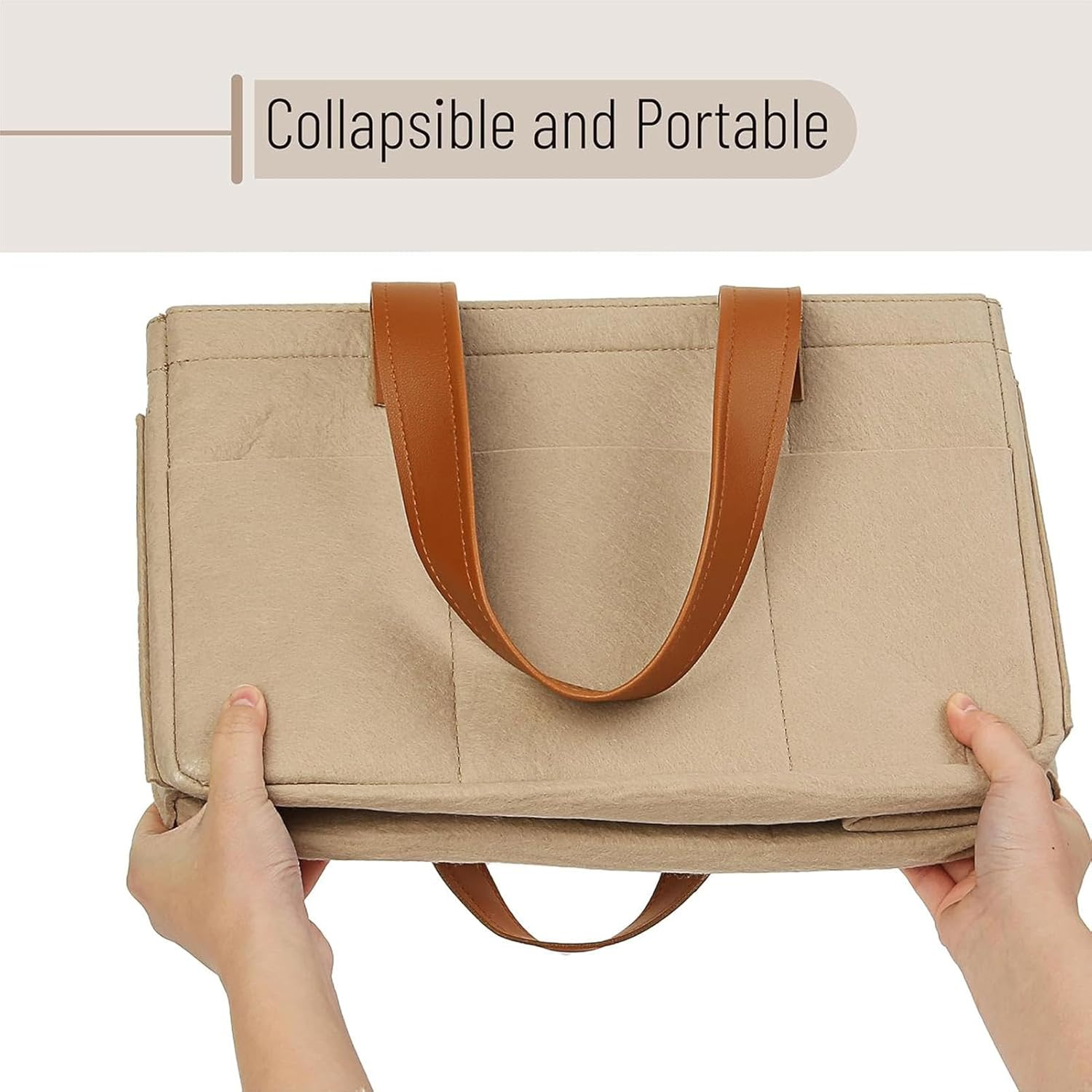 Diaper Bag,Felt Large Capacity Mom Bag Hand Bag | Mom Bag Hand Bag, Baby Travel Storage Bag, Travel Diaper Organizer Basket for Diapers image number 4