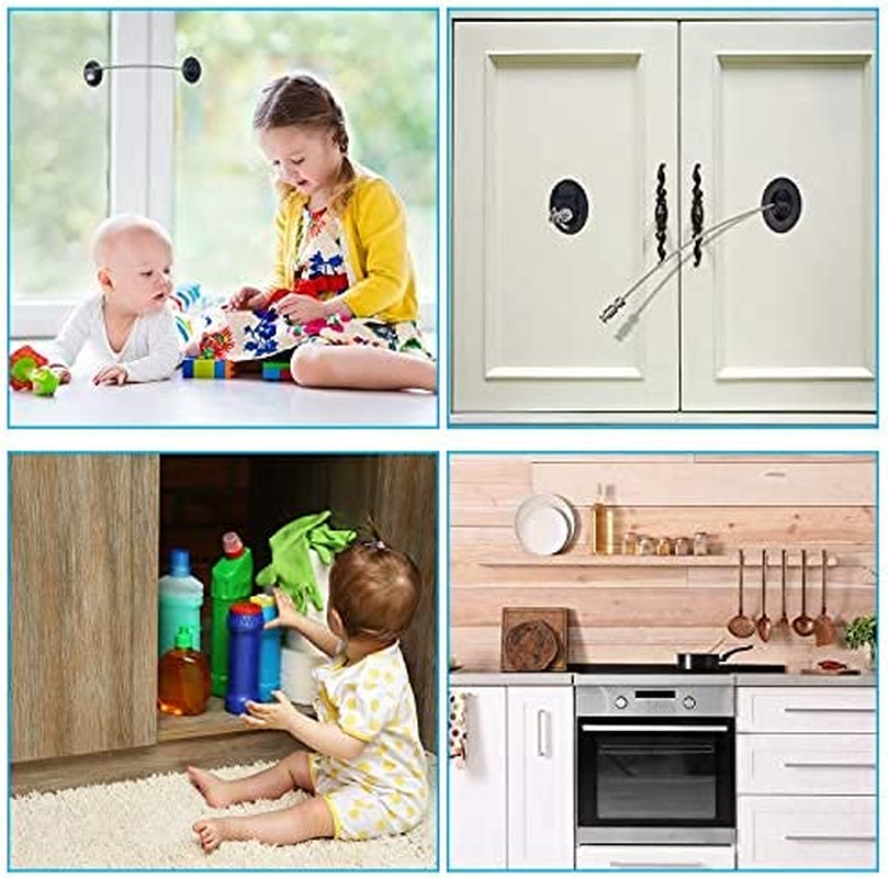 4 Pack Refrigerator Door Lock with Keys Adhesive Fridge Freezer Door Lock File Drawer Lock for Child Safety and Privacy, 2 Black and 2 White image number 5